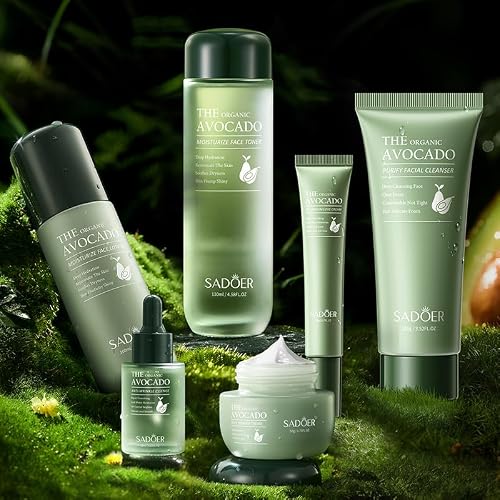 Avocado Skin Care Set, 12 Pcs Skincare Gift Set With Lip Balm, Facial Cleanser, Face Serum, Face Cream, Eye Cream, Toner, moisturizing lotion& Facial mask. Skin Care Kit For Women Men (12pieces)