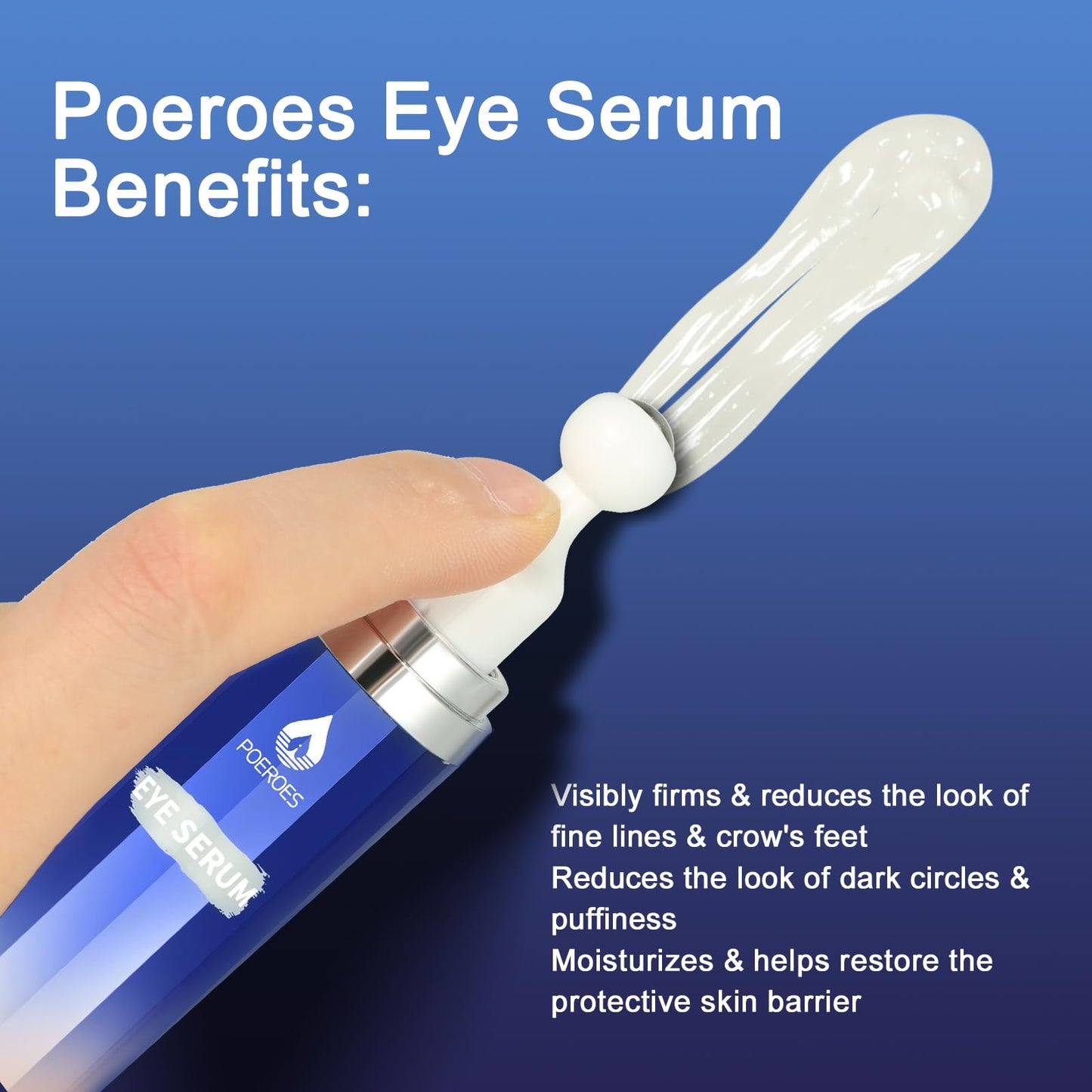 Poeroes Eye Serum with 8% Caffeine 8% Retinol Hyaluronic Acid Niacinamide peptides for Puffy Eye Bags Fine Lines Dark Circles Wrinkles, Under Eye Cream with 360° Eye Roller Massage Ball, 0.5 fl. oz