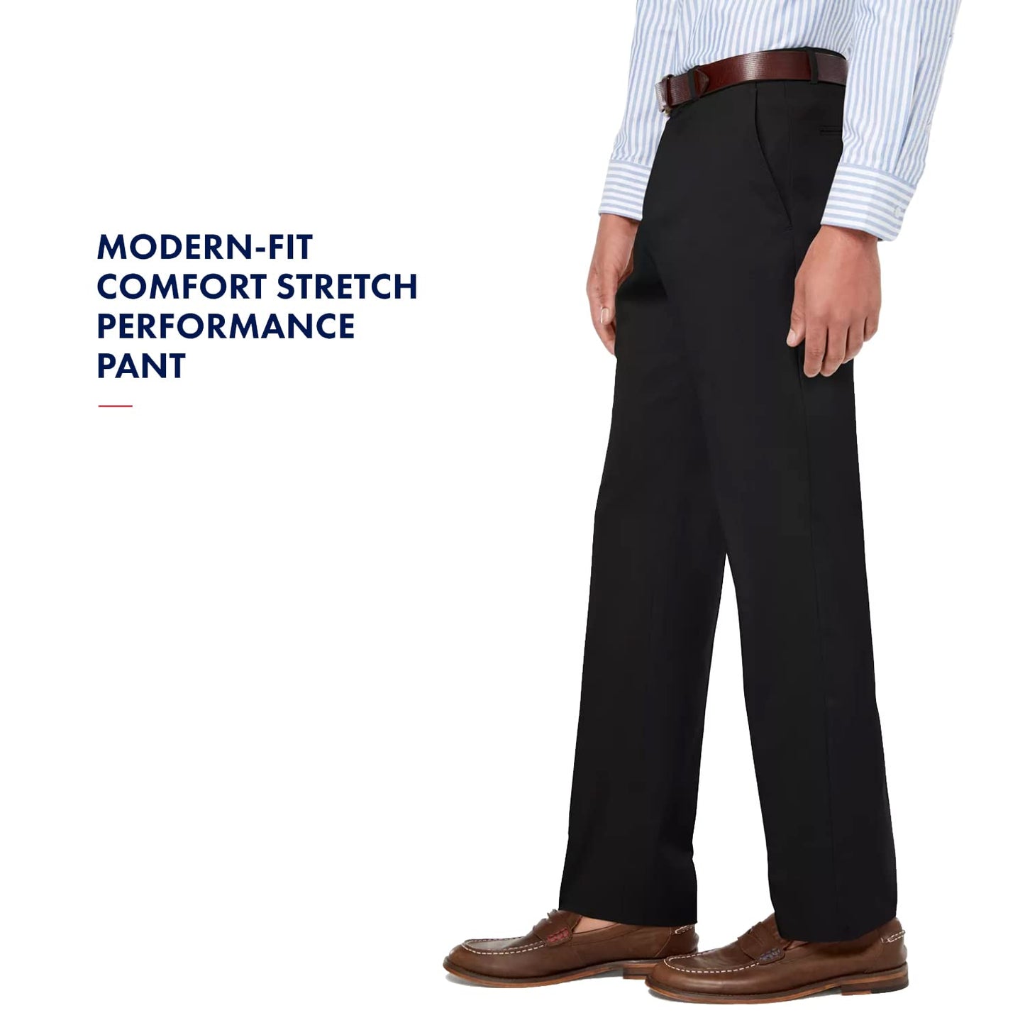 Tommy Hilfiger Men’s Modern-Fit Comfort Stretch Performance Pant, Black, 34W X 32L