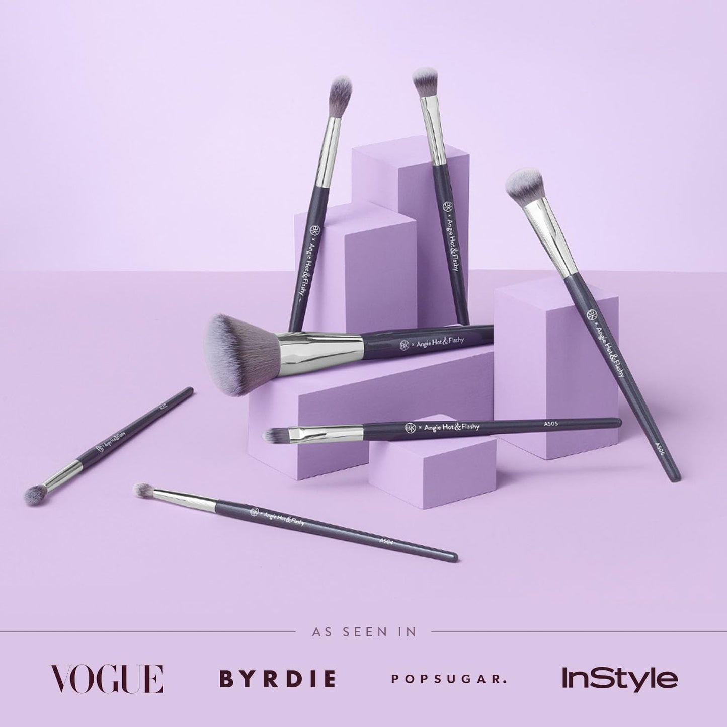 BK BEAUTY BRUSHES - ANGIE HOT & FLASHY Brush Set (7PC) - Viral Under-Eye Concealer, Eye Shadow, | Bronzer, Blush & Highlighter Makeup Brushes