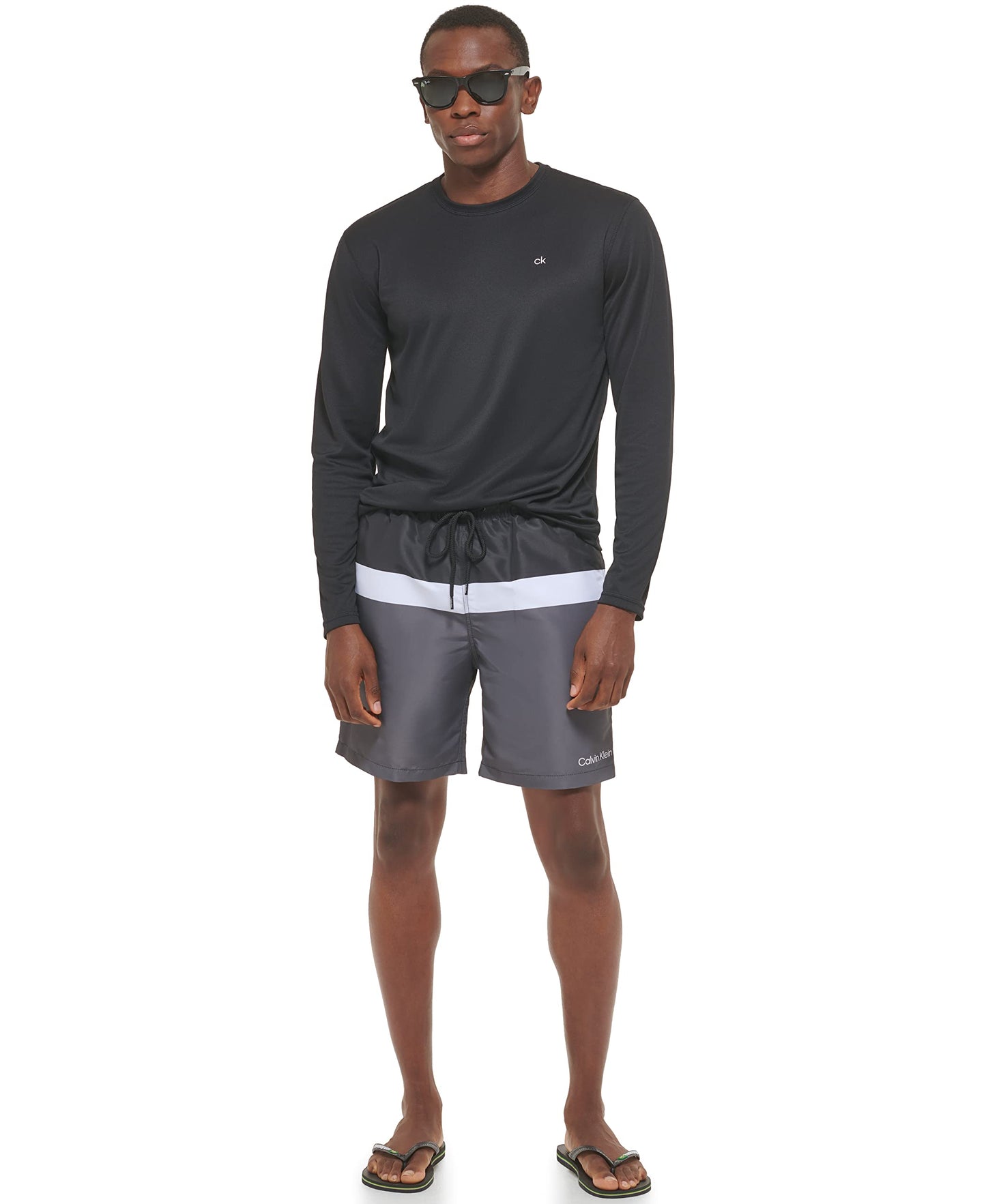 Calvin Klein Men's Standard Light Weight Quick Dry Long Sleeve 40+ UPF Protection Active Top, Black, Large