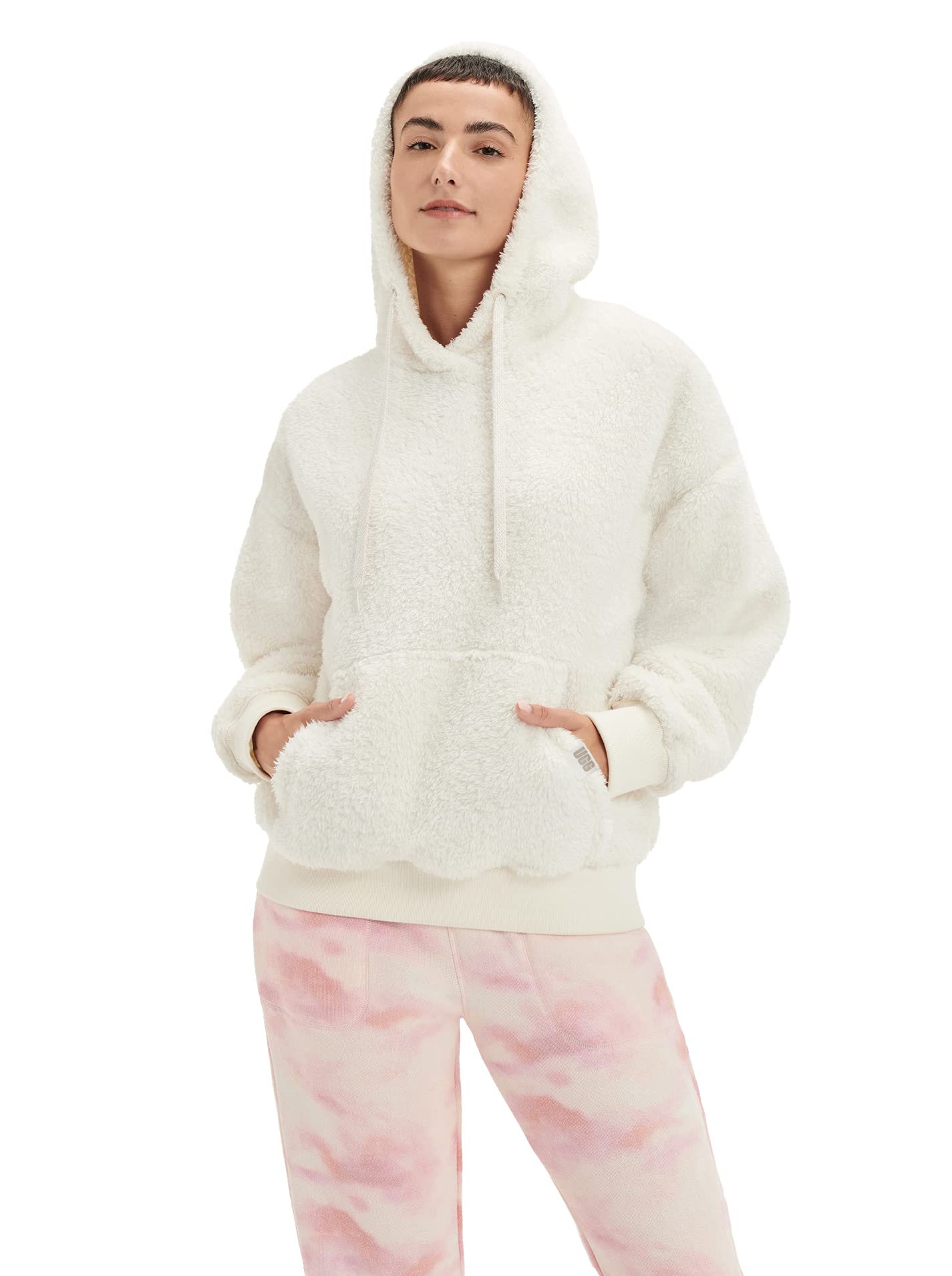 UGG Women's Loyra Sherpa Hoodie Sweatshirt, Cream, S