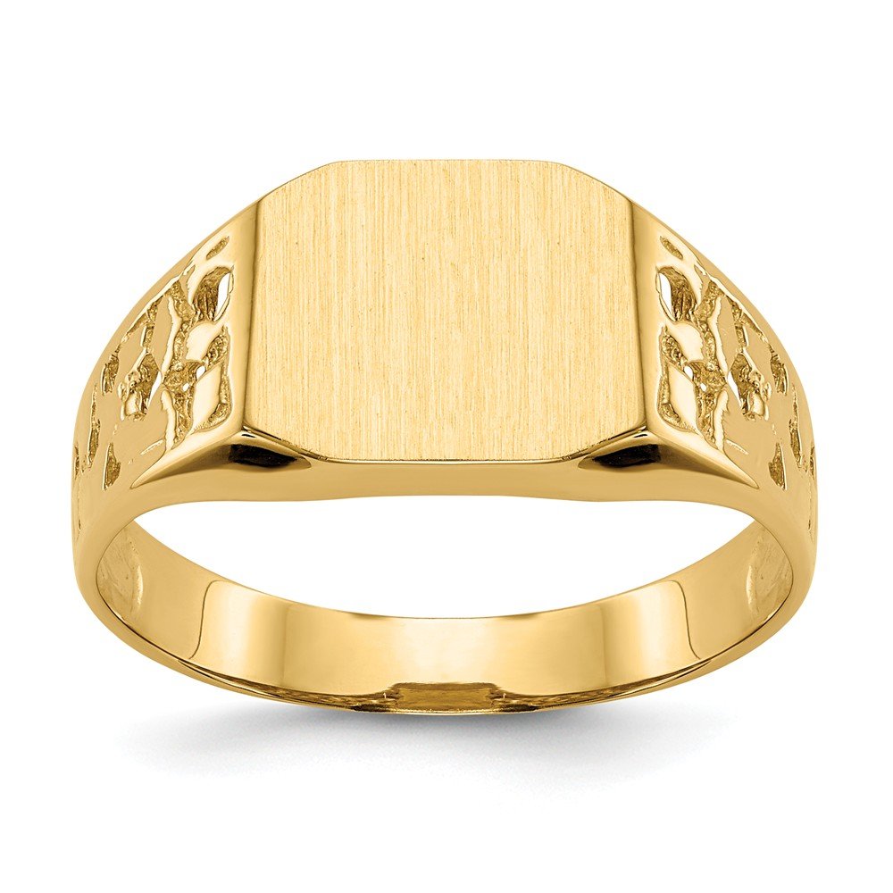 Solid 14k Yellow Gold Men's Engravable Monogram Signet Ring Band Size 9