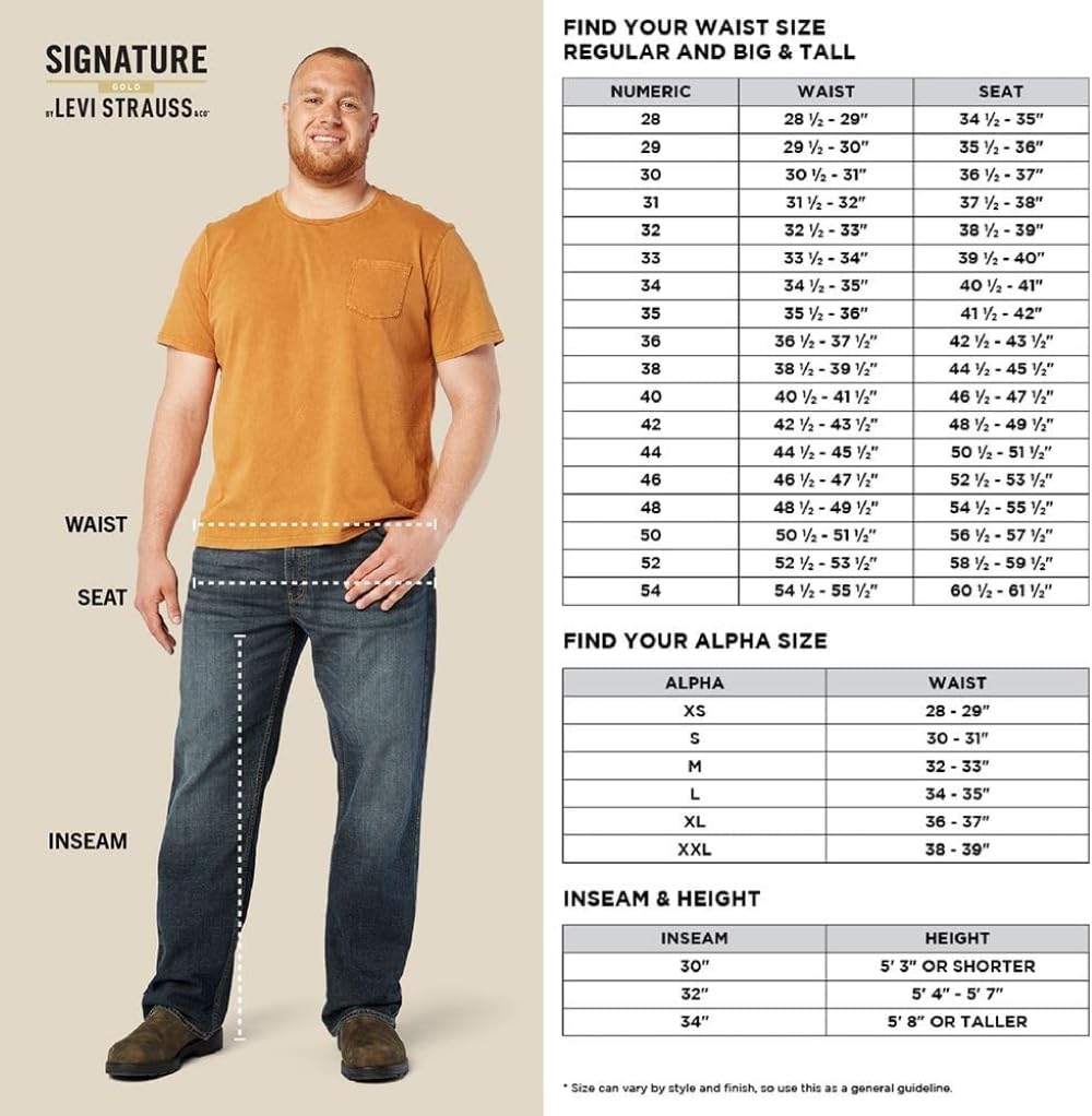 Signature by Levi Strauss & Co. Gold Men's Relaxed Fit Flex Jeans (Available in Big & Tall), Headlands, 32W x 34L