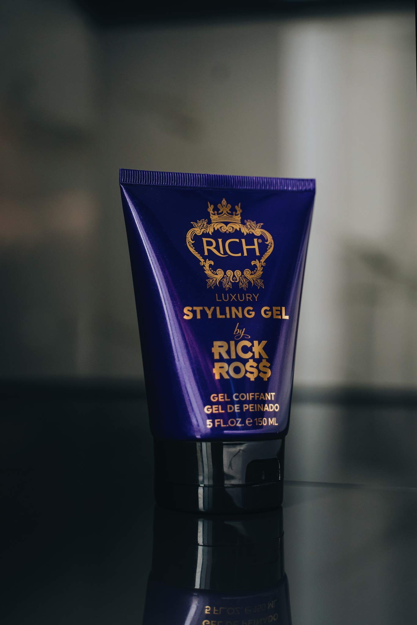 RICH by Rick Ross Luxury Styling Gel for Men with All Hair Types - Rejuvenating & Smoothing - Tames Frizz & Adds Shine - Medium hold, Glossy Finish, 5 Fl oz