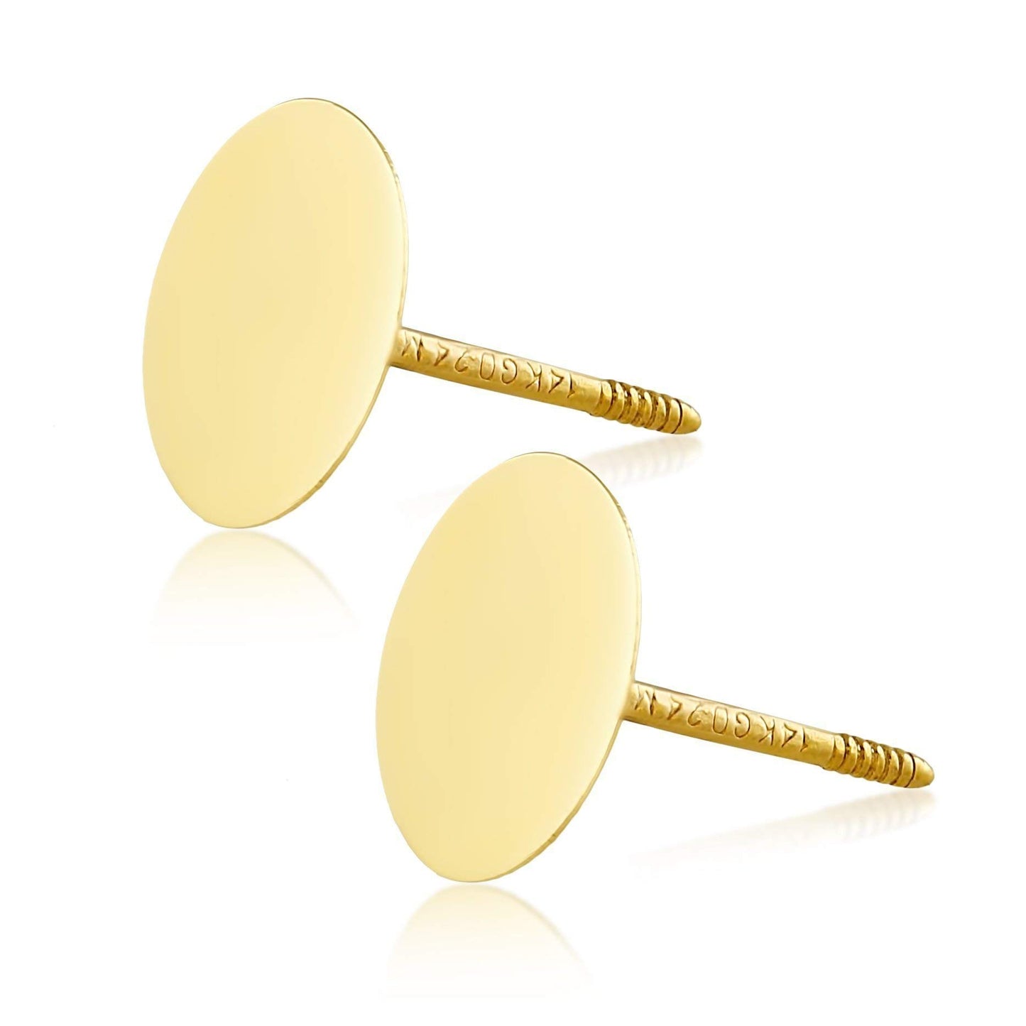 Hoberta Real 14k solid Yellow Gold Stud Earrings with Screw back for Women Girls Men for Sensitive ears Small & Minimalist Dot Studs Jewelry Gifts (Flat Round6mm)