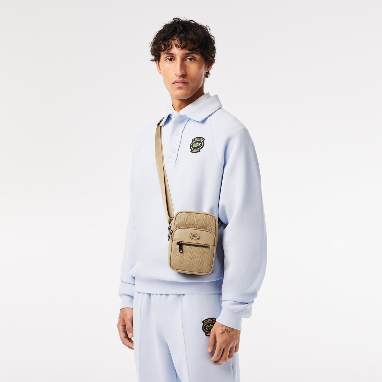 Lacoste Men's Small Crossover Bag, Pink Madras/Bear Cub-Navy Blue-Archipelago-Antirrhinum-Camouflage, One