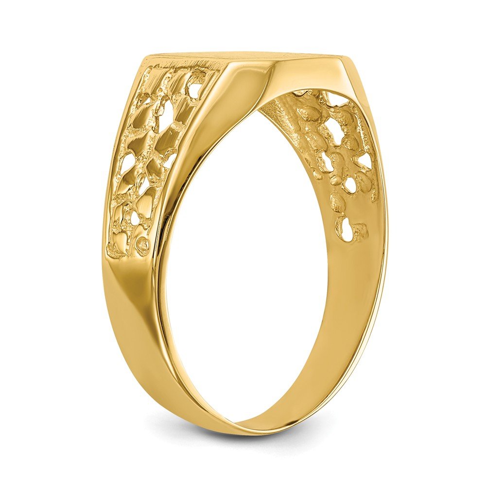 Solid 14k Yellow Gold Men's Engravable Monogram Signet Ring Band Size 9