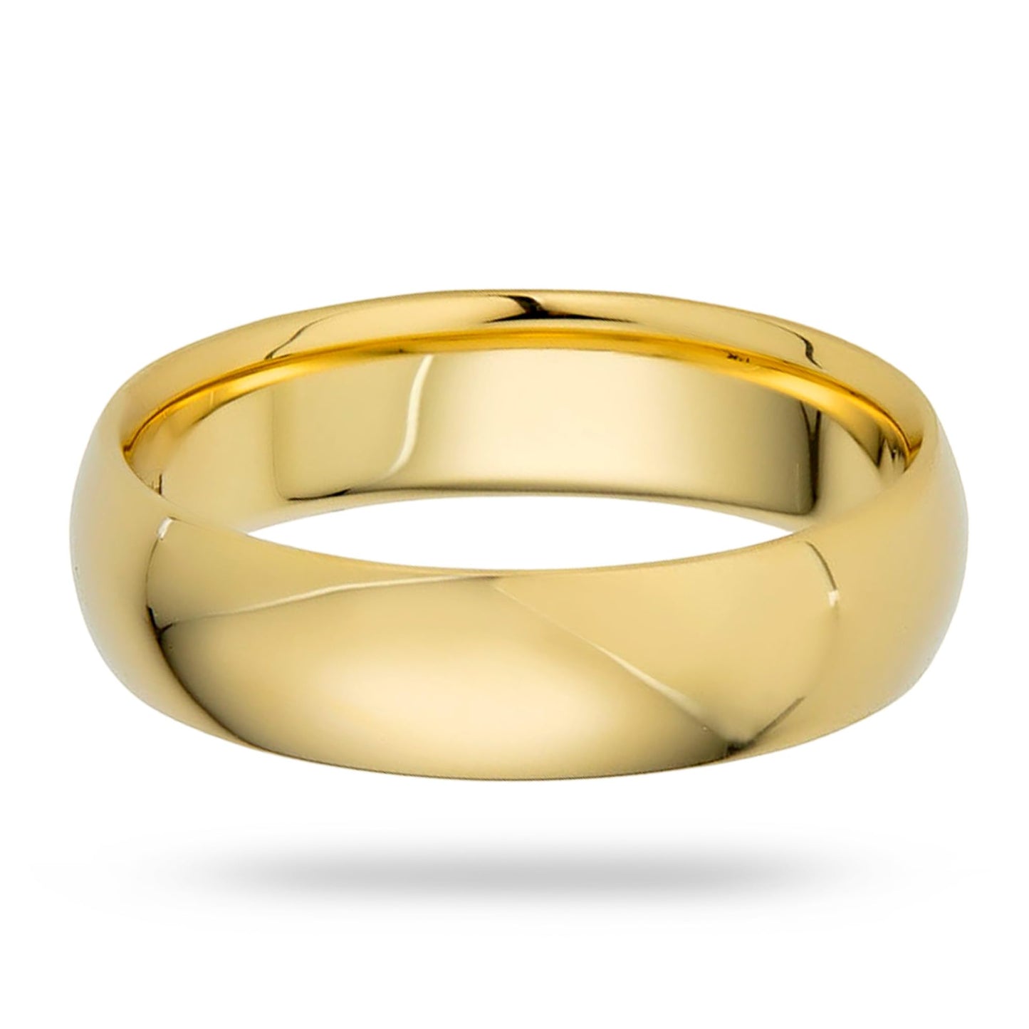 EWB Signature Jewelry 5mm Solid Gold Wedding Band, 14K Yellow Gold, Finger Size 8, Premium Collection of Gold Wedding Rings for Women and Men