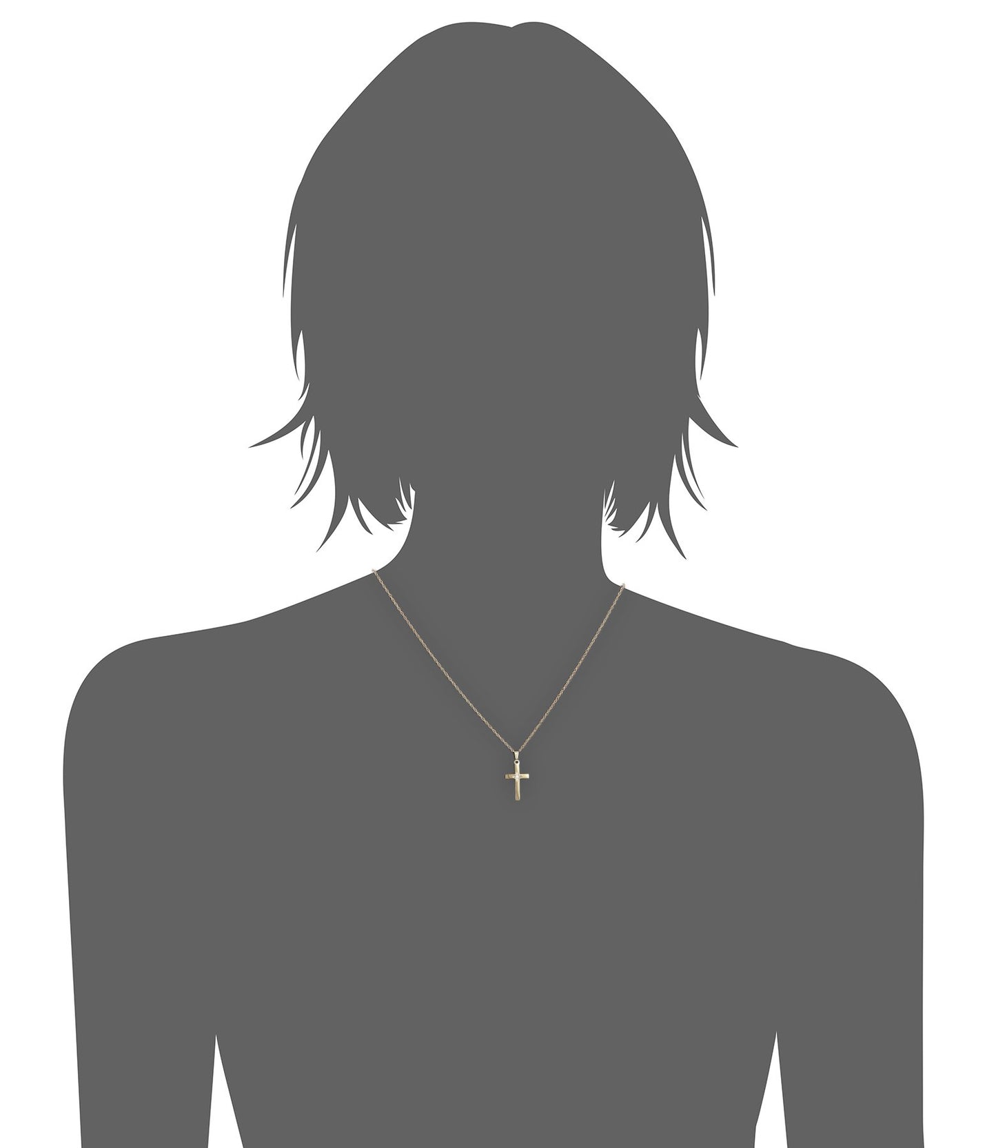 Amazon Essentials womens 14k Yellow Gold Solid Diamond-Accented Cross Pendant Necklace, 18" (previously Amazon Collection)