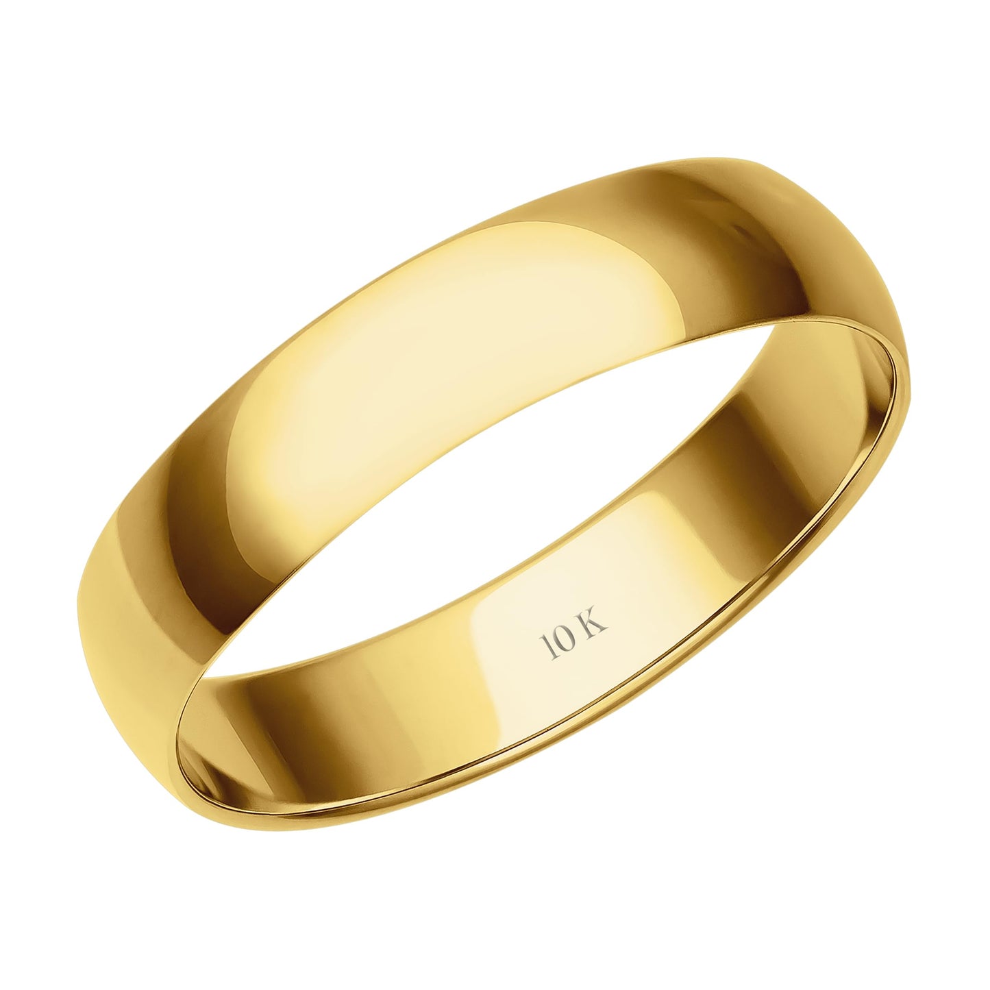 4MM Solid Gold Men's Wedding Band - Lightweight Wedding Ring for Men; 10K Yellow Gold Jewelry; Plain Mens Wedding Band; Comfortable Classic Gold Rings for Men, Size 10, by Brilliant Expressions
