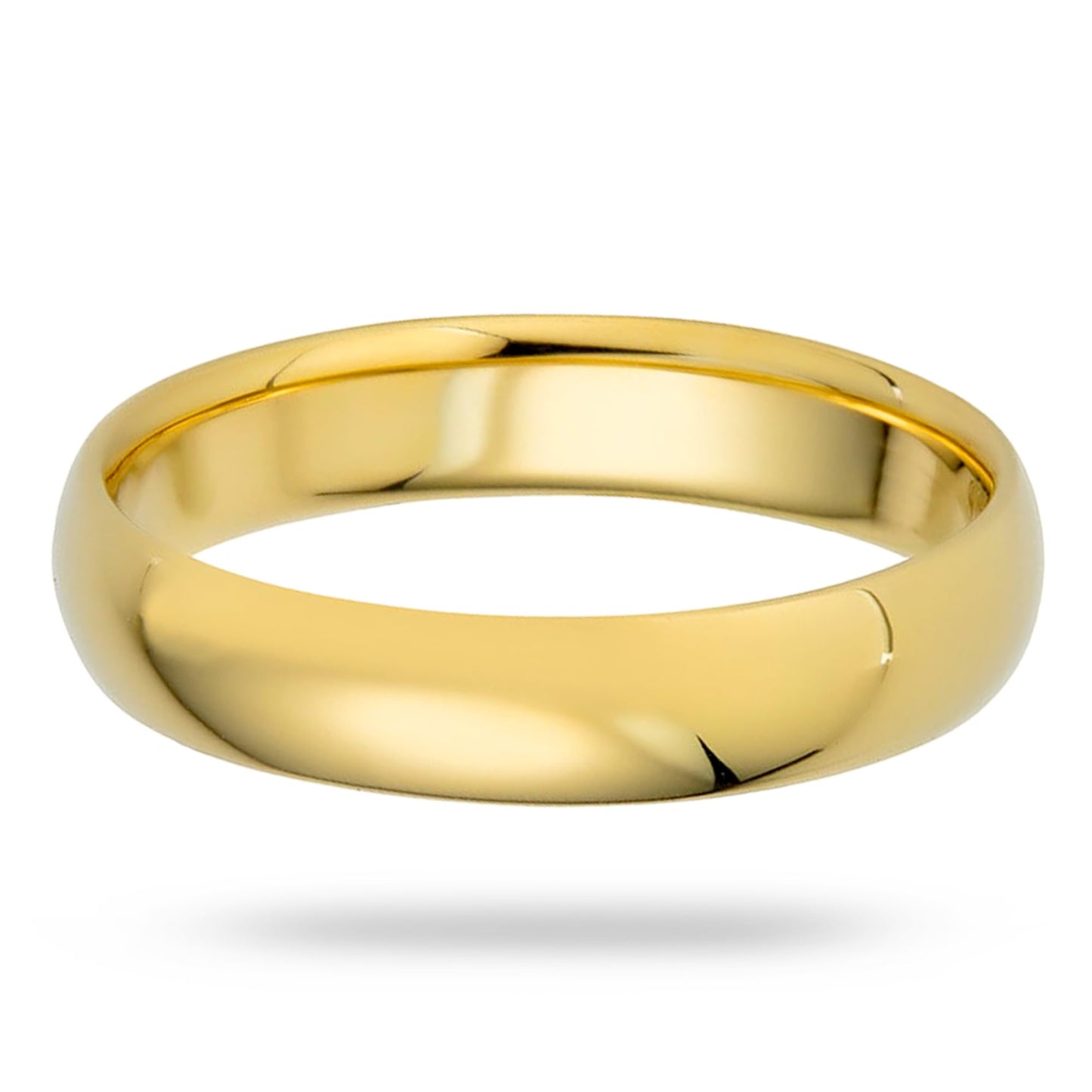 EWB Signature Jewelry Classic 4mm Solid Gold Wedding Band in 14K Yellow Gold, Comfort Fit, Finger Size 15