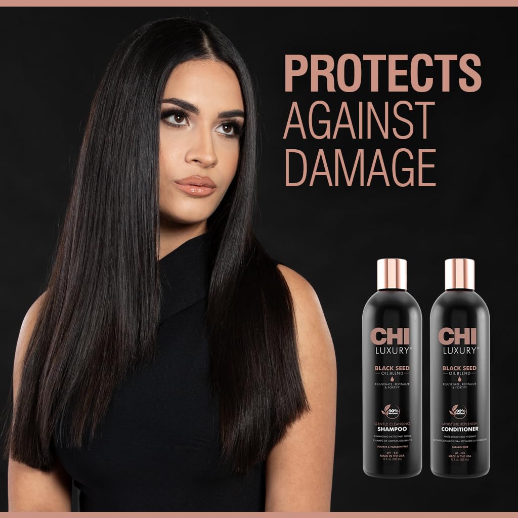 CHI Brand Luxury Black Seed Oil Blend Gentle Cleansing Shampoo & Moisture Replenish Conditioner 12 Fl Oz Each (pack Of 2)