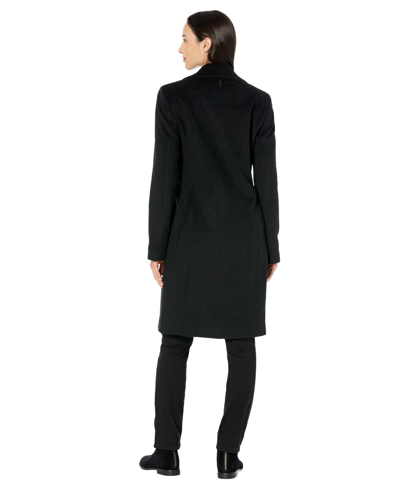 DKNY Women's Walker Wool Coat, Black, Large