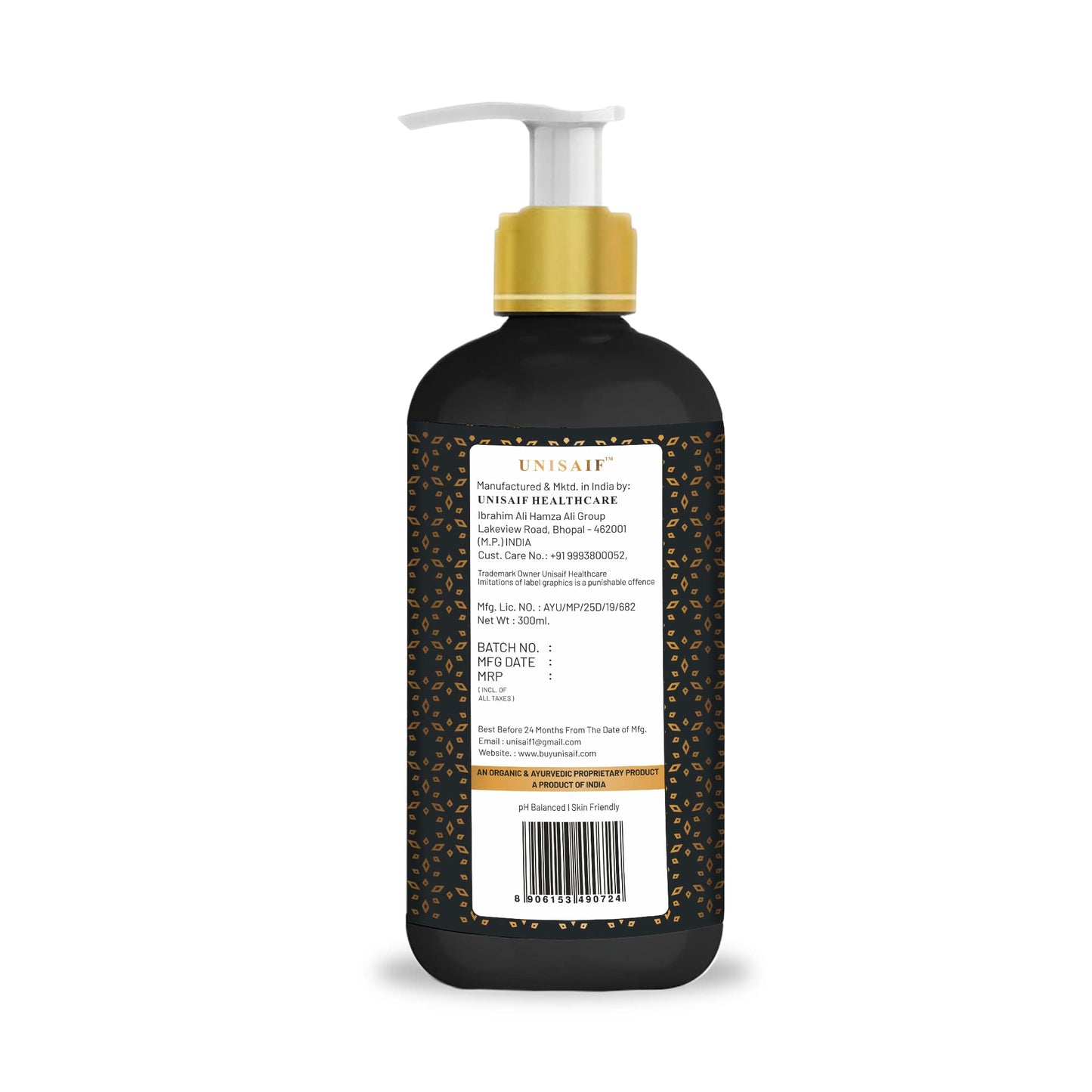 Unisaif Bukhoor Arabian Luxury Organic Body Wash Ph Balanced, Skin Friendly, Sulphate & Paraben Free 300 ml