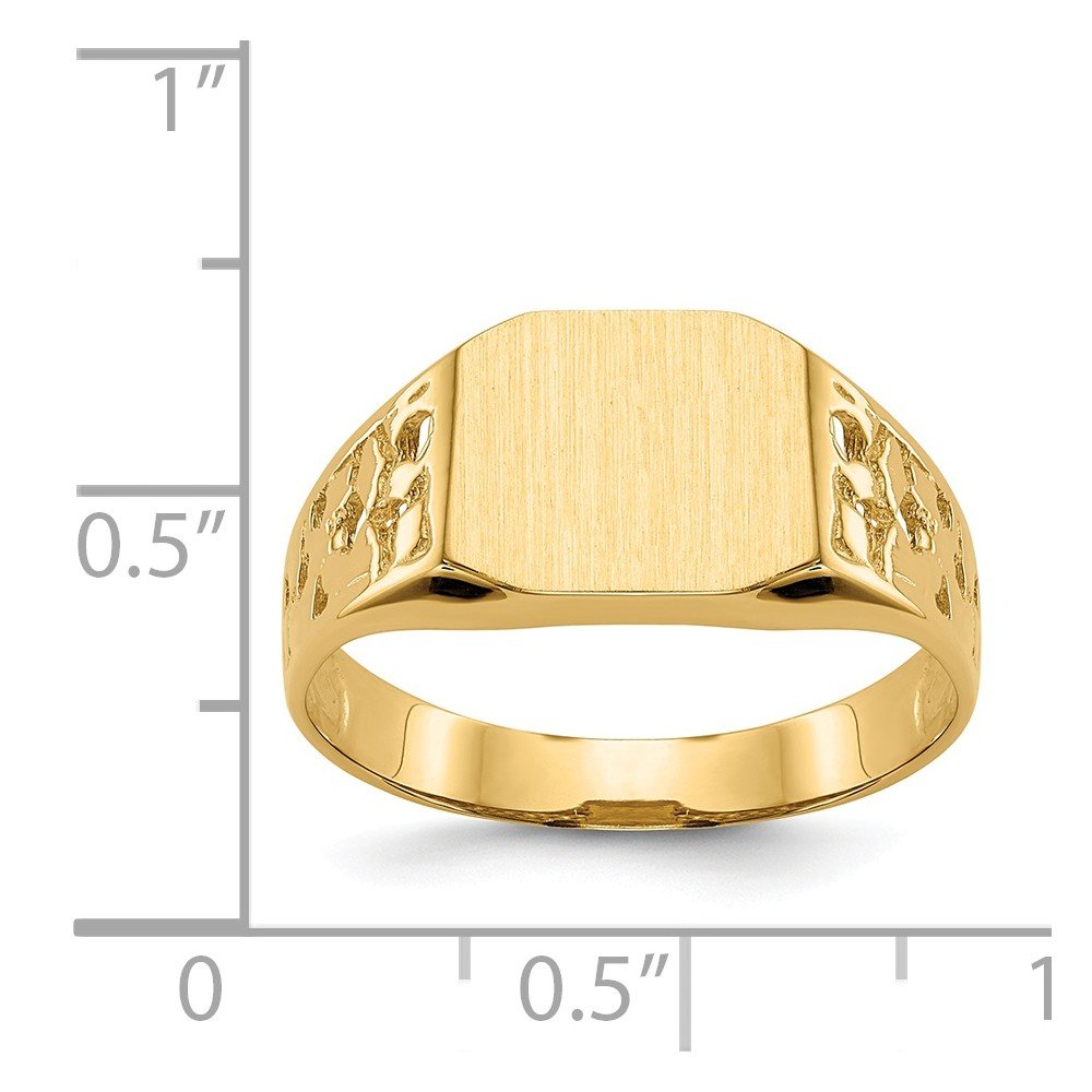 Solid 14k Yellow Gold Men's Engravable Monogram Signet Ring Band Size 9