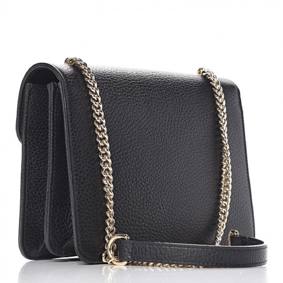 Gucci Interlocking BLACK Marmont Leather Silver Handbag Italy Chain 510304 NEW