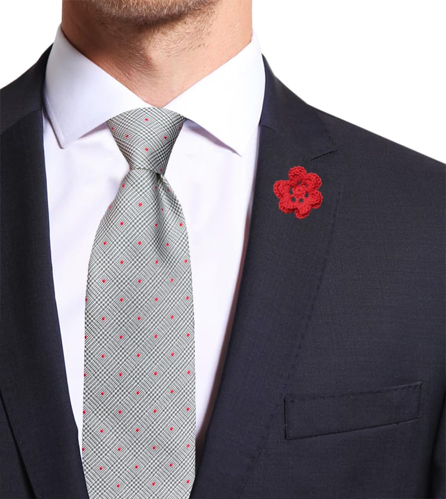 Remo Sartori Made in Italy Men's Micro Pattern Necktie, 3.34'' Width, Silk (Red)