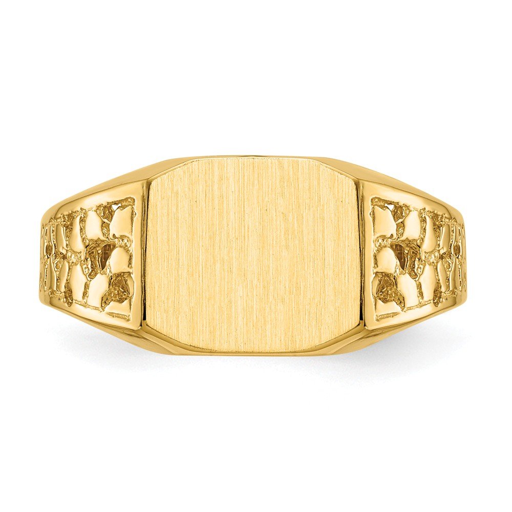 Solid 14k Yellow Gold Men's Engravable Monogram Signet Ring Band Size 9