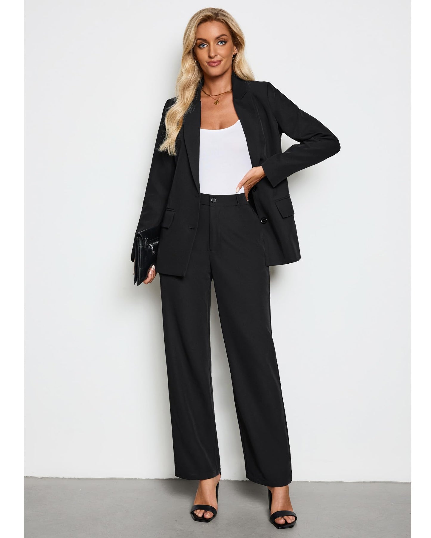 LookbookStore Two Piece Sets for Women Women's Business Casual Clothing Suits for Women Office Professional Black Pant Suit Women Suit for Women Business Fashion Black Size Medium