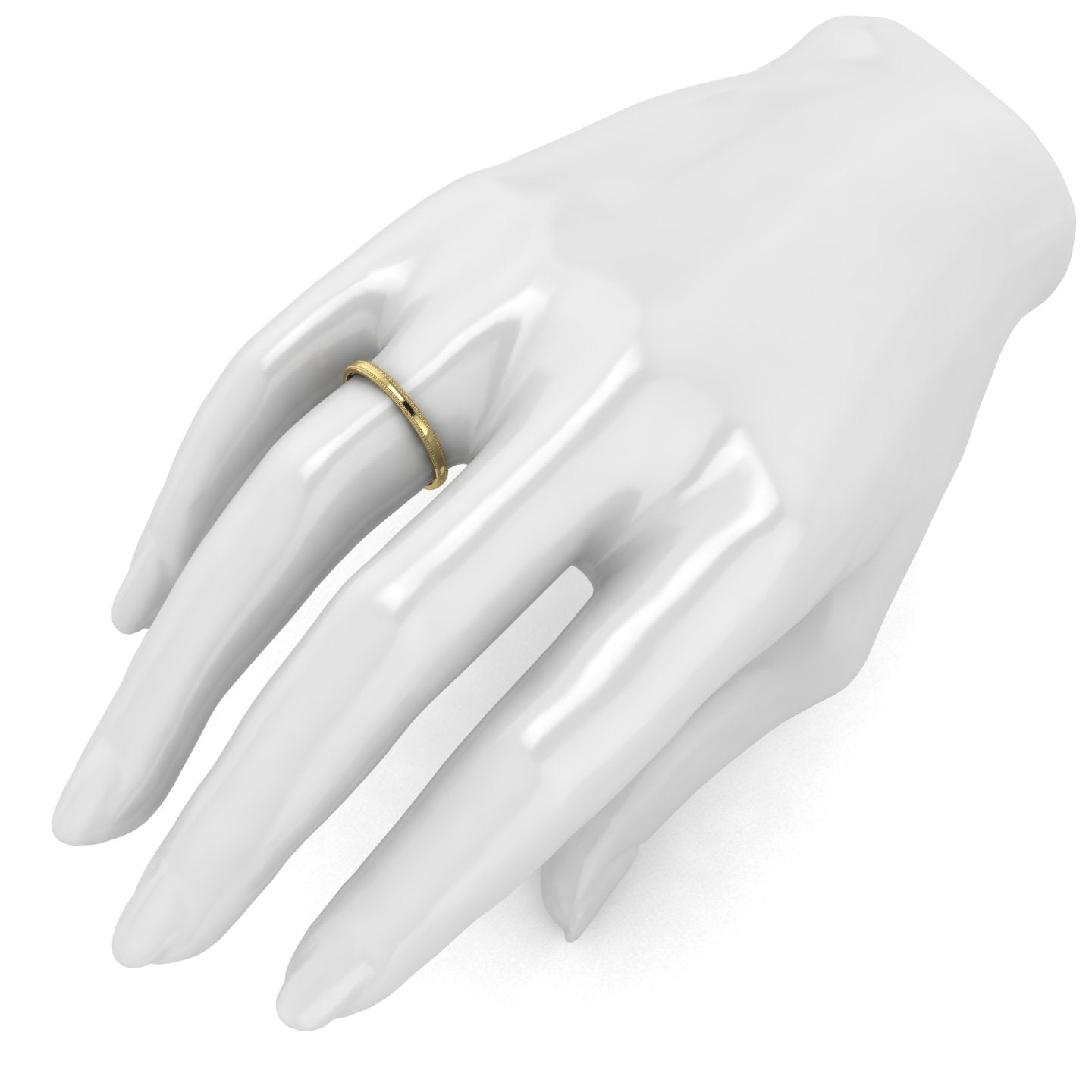 LANDA JEWEL Unisex 14k Yellow Gold 2mm Light Court Shape Comfort Fit Polished Wedding Ring Milgrain Band (7)