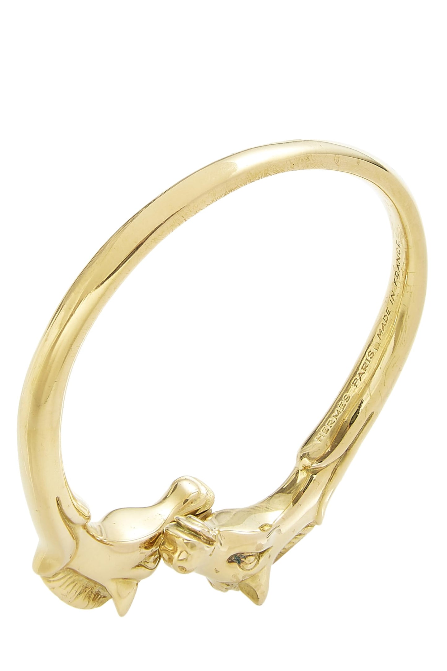 Hermès, Pre-Loved Gold Double Horse Head Bracelet, Gold