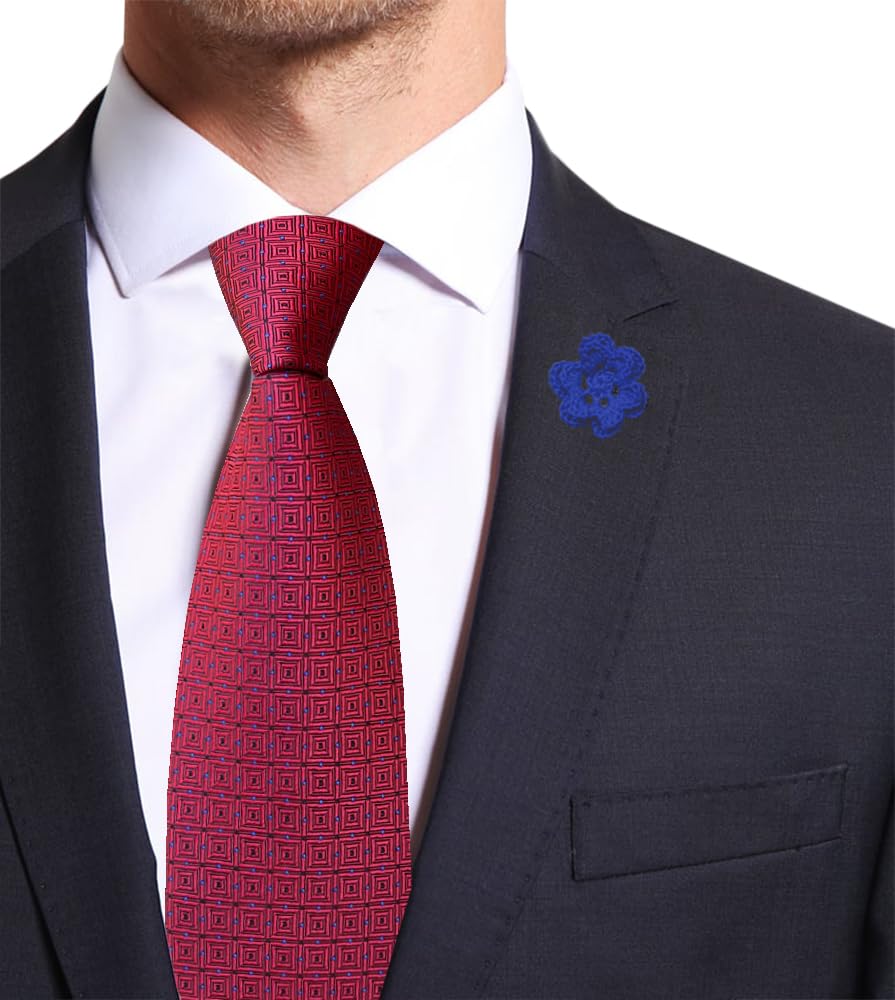 Remo Sartori Made in Italy Men's Burgundy Pattern Necktie, 3,14'' Width, 100% Silk