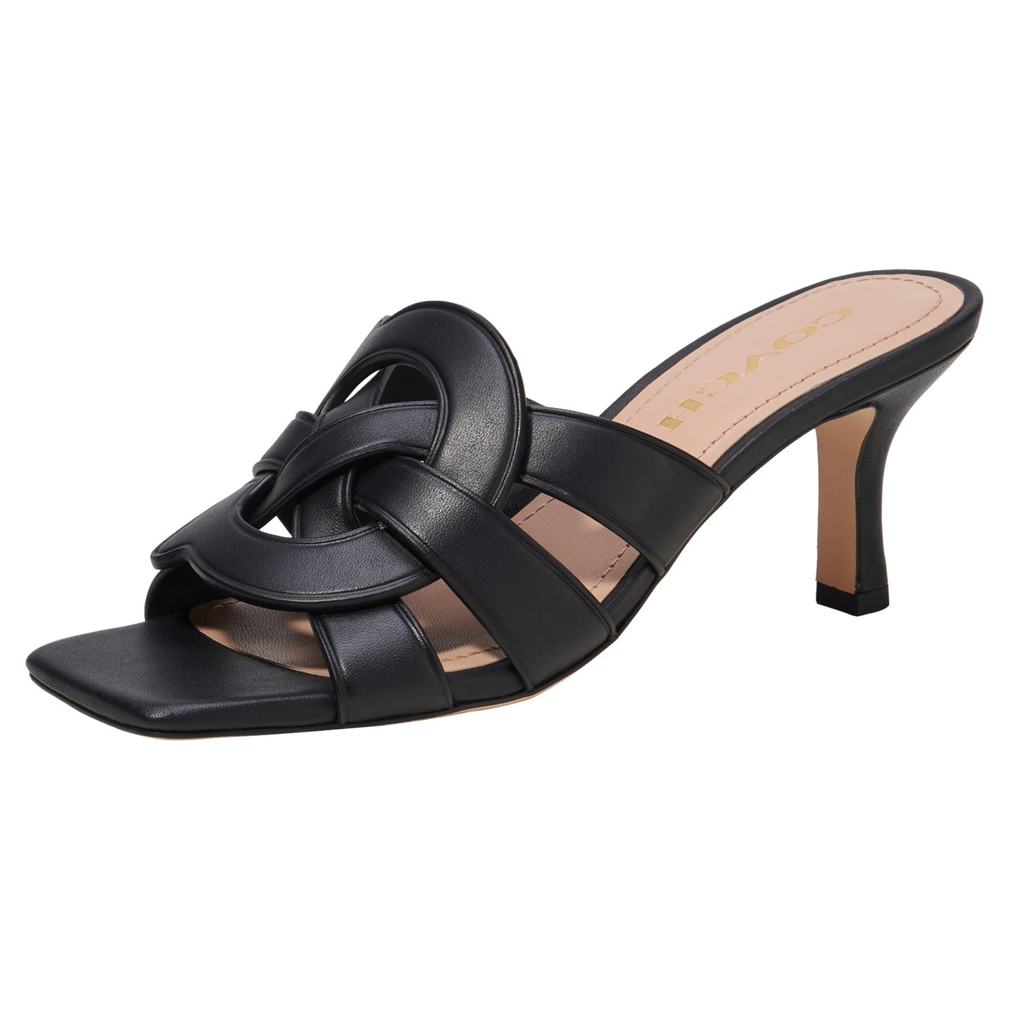 Coach Women's Tillie Leather Sandal Pump, Black, 7