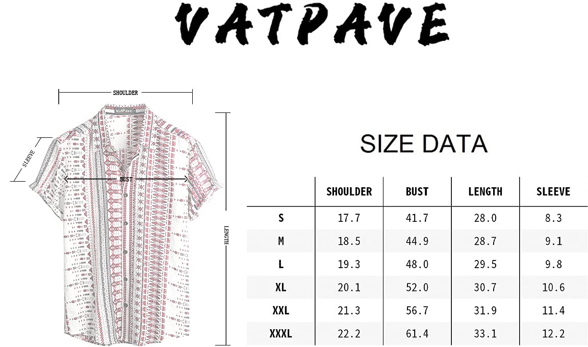 VATPAVE Mens Casual Short Sleeve Button Down Shirts Regular Fit Hawaiian Summer Shirts Large WineRed