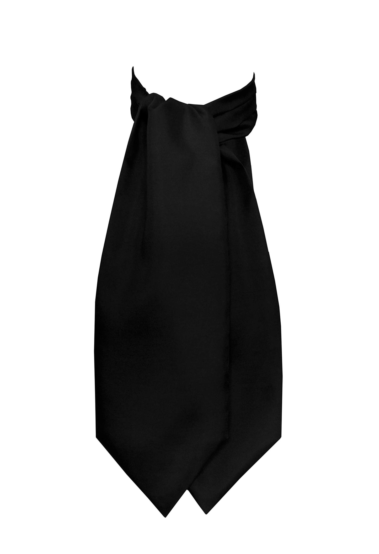 Remo Sartori Made in Italy Men's Solid Self Cravat Ascot Tie,Double Pointed,Silk (Black)