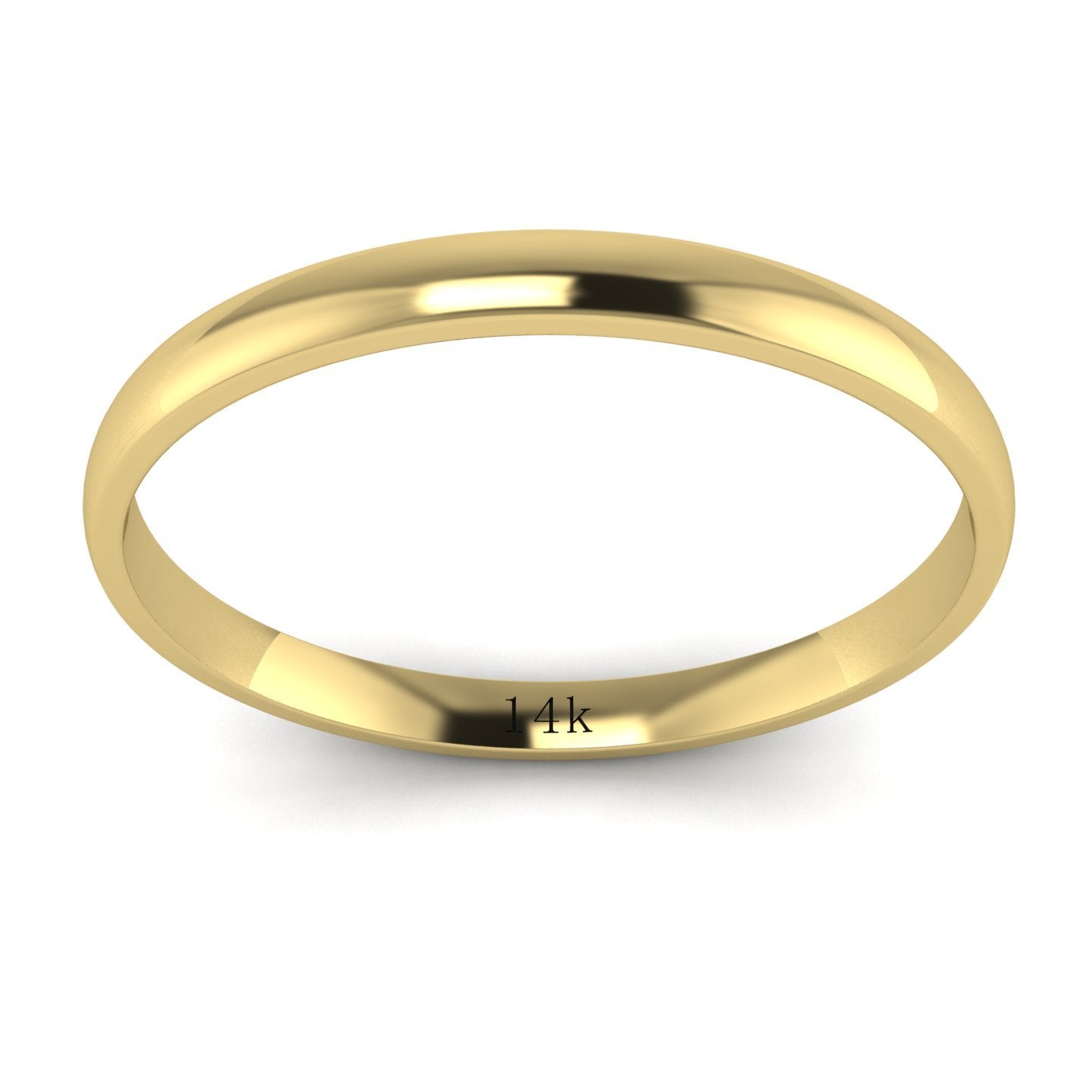 LANDA JEWEL Unisex 14k Yellow Gold 2mm Light Court Shape Comfort Fit Polished Wedding Ring Plain Band (9)