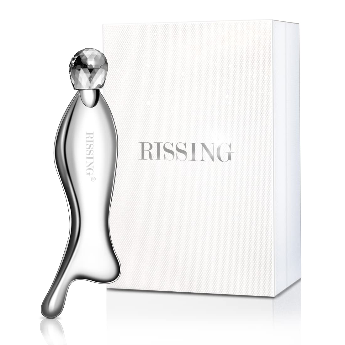 RISSING 4-in-1 Gua Sha Facial Tools: Lymphatic Drainage Massager Facial Roller for Wrinkles and Lifting, Stainless Steel Gua Sha Tool for Face, Skin Care Tools Eye Roller (Luxury Gift Box Edition)