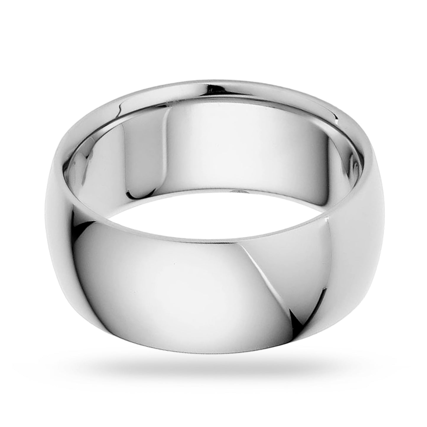 EWB Signature Jewelry Classic 8mm Solid Gold Wedding Band in 14K White Gold, Comfort Fit, Finger Size 13