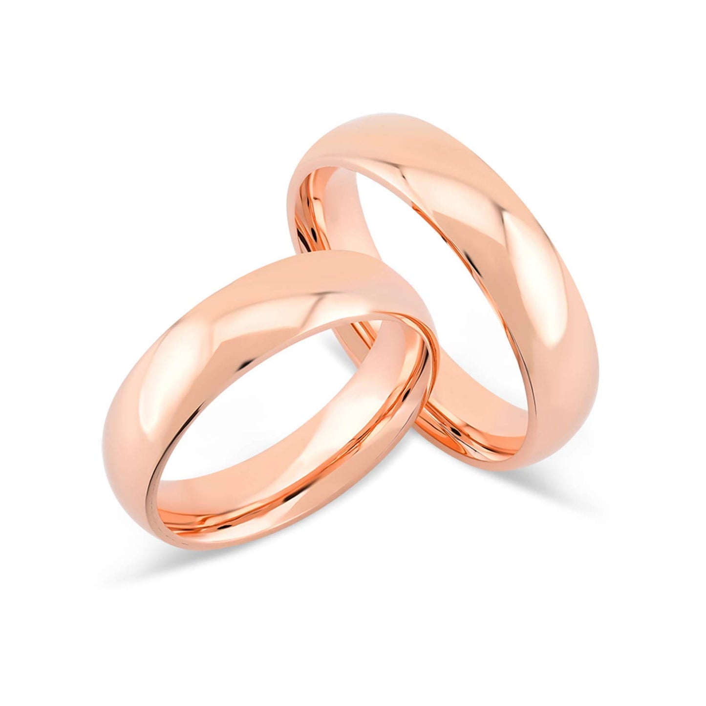 14k 18k Gold 5 MM Wedding Ring, Classic 5mm Dome Ring, Plain Gold Thick Band Ring, His Her Matching Curve Dome Wedding Bands, Custom Inside Engrave Name Date, Comfort Fit Wedding Bands for Men Women