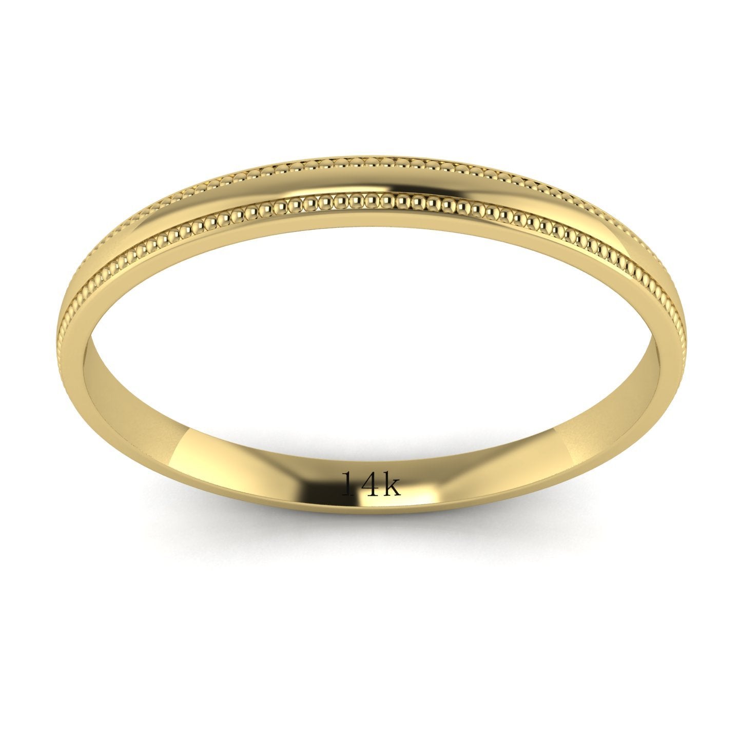 LANDA JEWEL Unisex 14k Yellow Gold 2mm Light Court Shape Comfort Fit Polished Wedding Ring Milgrain Band (7)