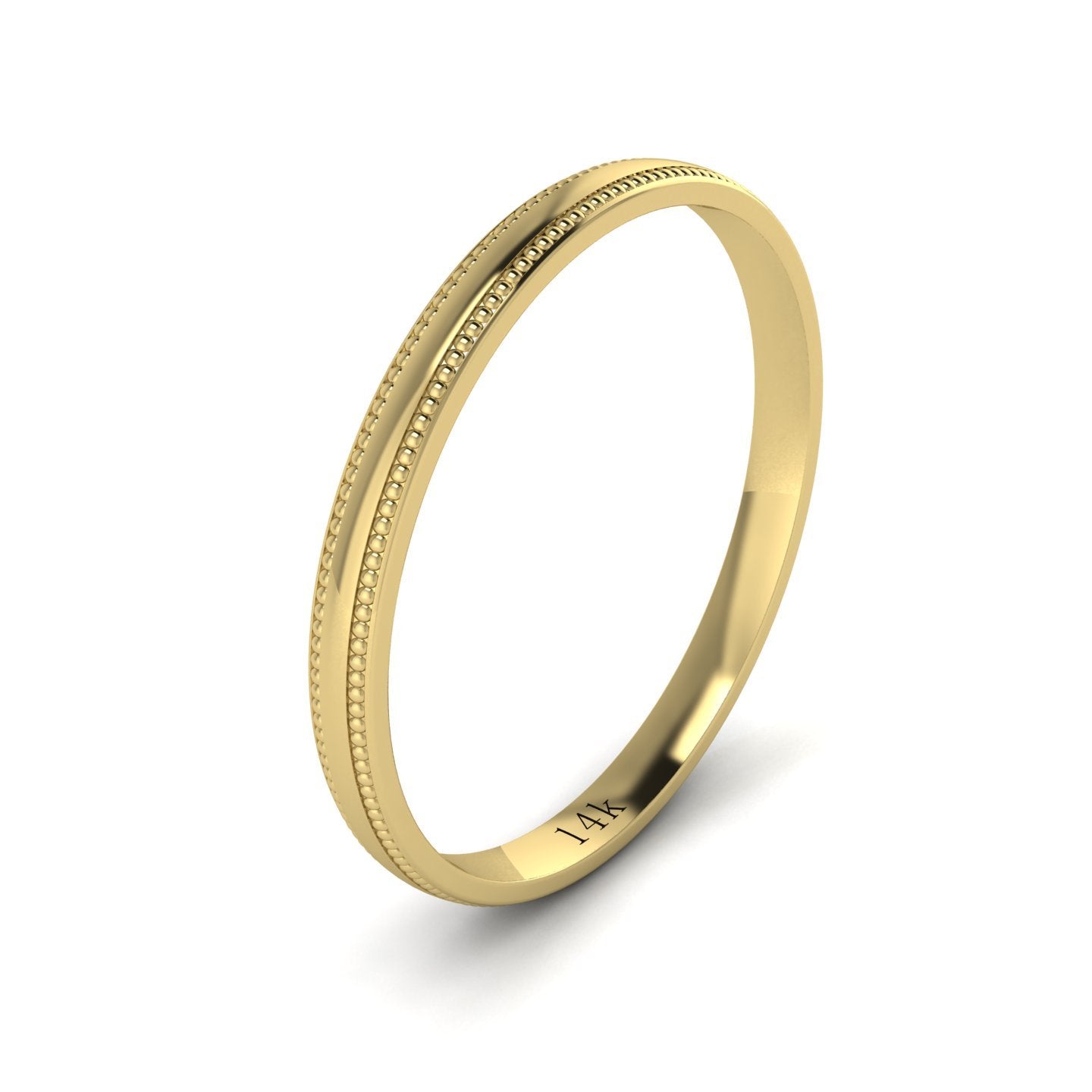 LANDA JEWEL Unisex 14k Yellow Gold 2mm Light Court Shape Comfort Fit Polished Wedding Ring Milgrain Band (7)