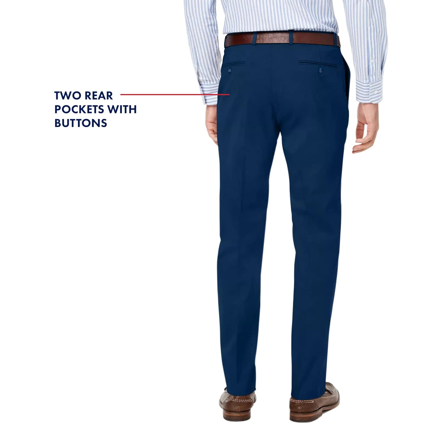 Tommy Hilfiger Mens Classic Stretch Chino Business Casual Pants, Navy, 38W x 30L US