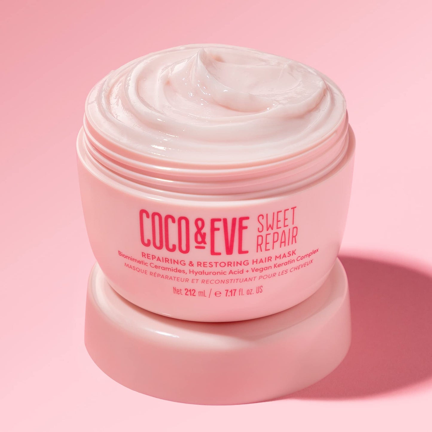 Coco & Eve Sweet Repair Repairing and Restoring Hair Mask. 85% stronger hair, reduce hair damage by 65%. Biomimetic Ceramides, Hyaluronic Acid, Vegan Keratin. Increase Hydration & Shine.