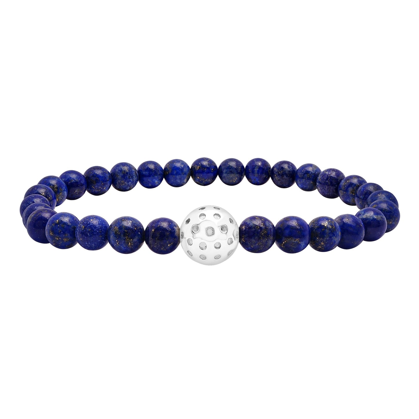 Lapis Pickleball Bracelet with Sterling Silver Perforated Ball, 6mm, Lapis