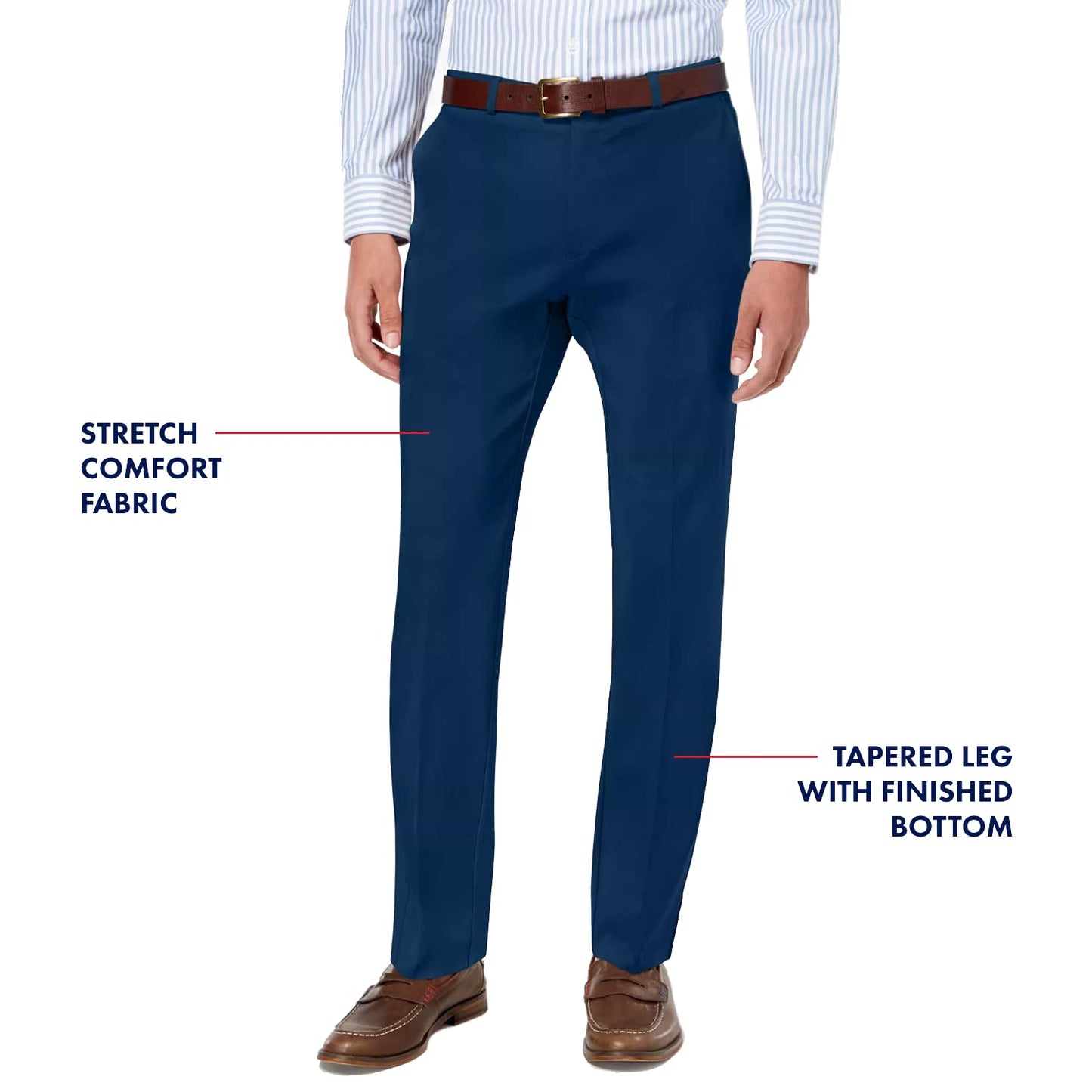 Tommy Hilfiger Mens Classic Stretch Chino Business Casual Pants, Navy, 38W x 30L US