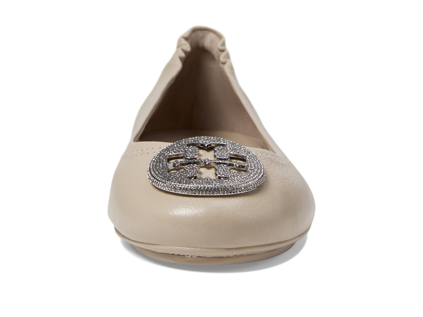 Tory Burch Women's Minnie Travel Ballet Pave Flat, Stone Gray/Silver, 9