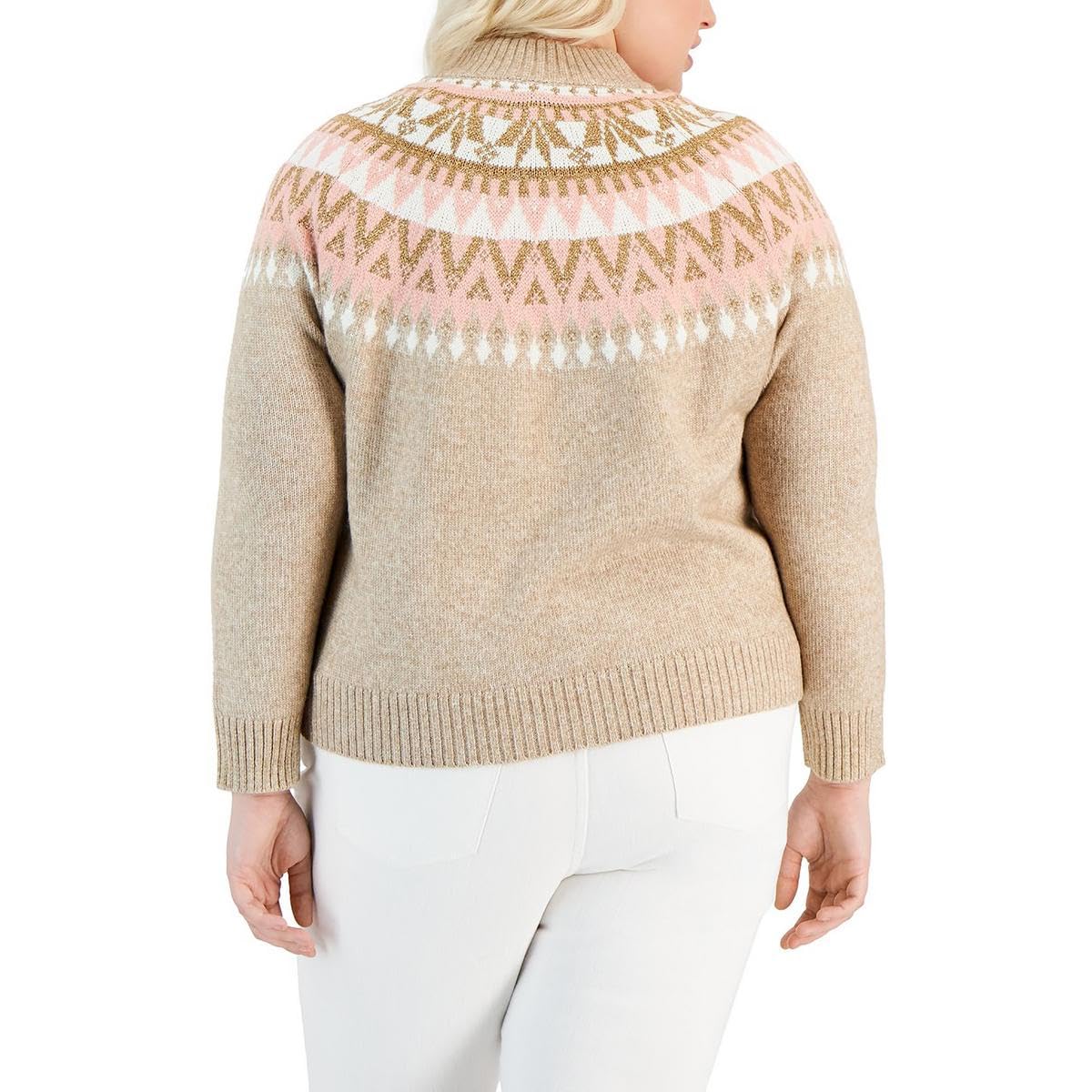 Tommy Hilfiger Women's Sportswear Sweater, Light Heather Fawn, 1X