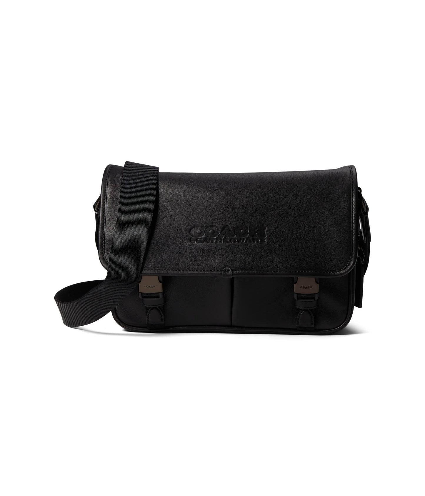 COACH Mens League Messenger Bag in Smooth Leather, Black
