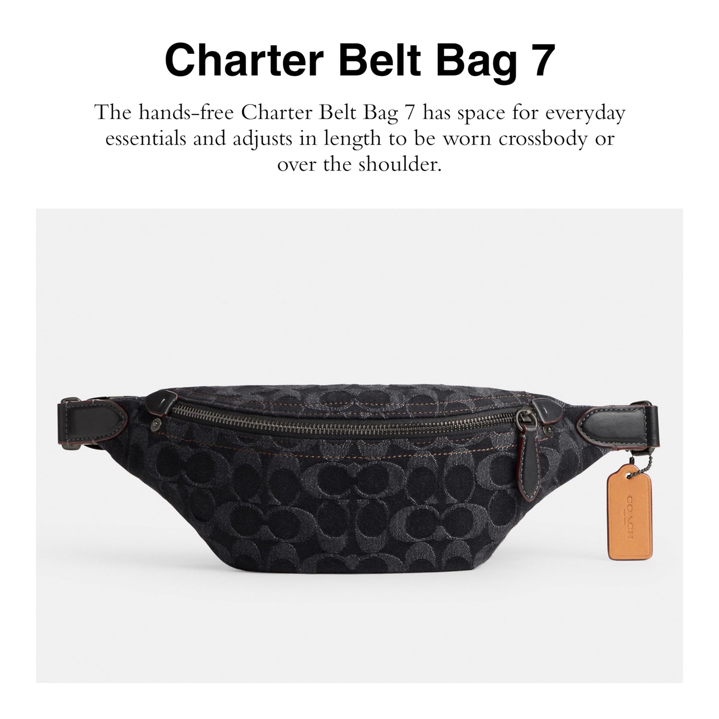 Coach Charter Belt Bag 7, Black Denim