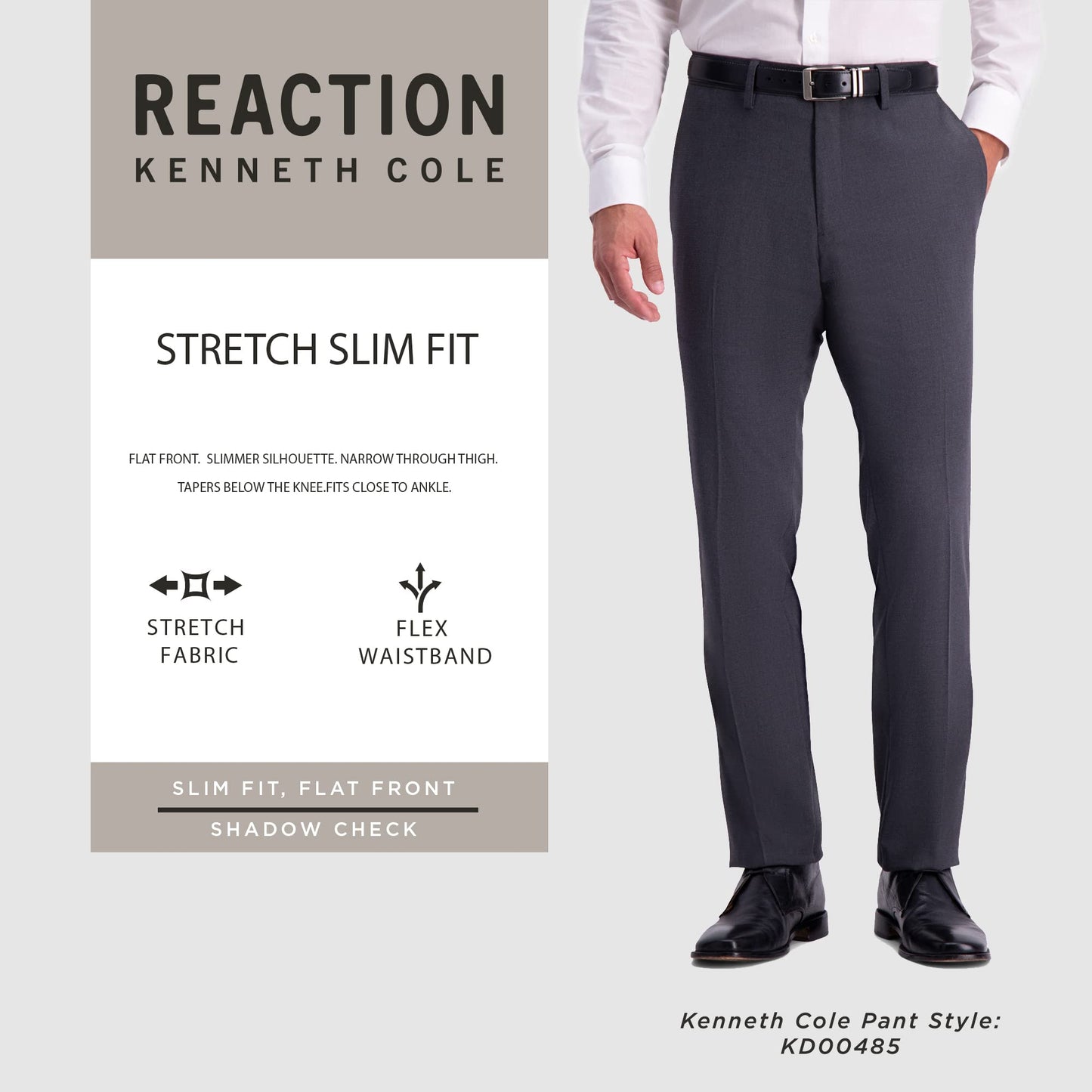 Kenneth Cole REACTION mens Shadow Check Stretch Slim Fit Dress Pants, Blue, 34W x 32L US