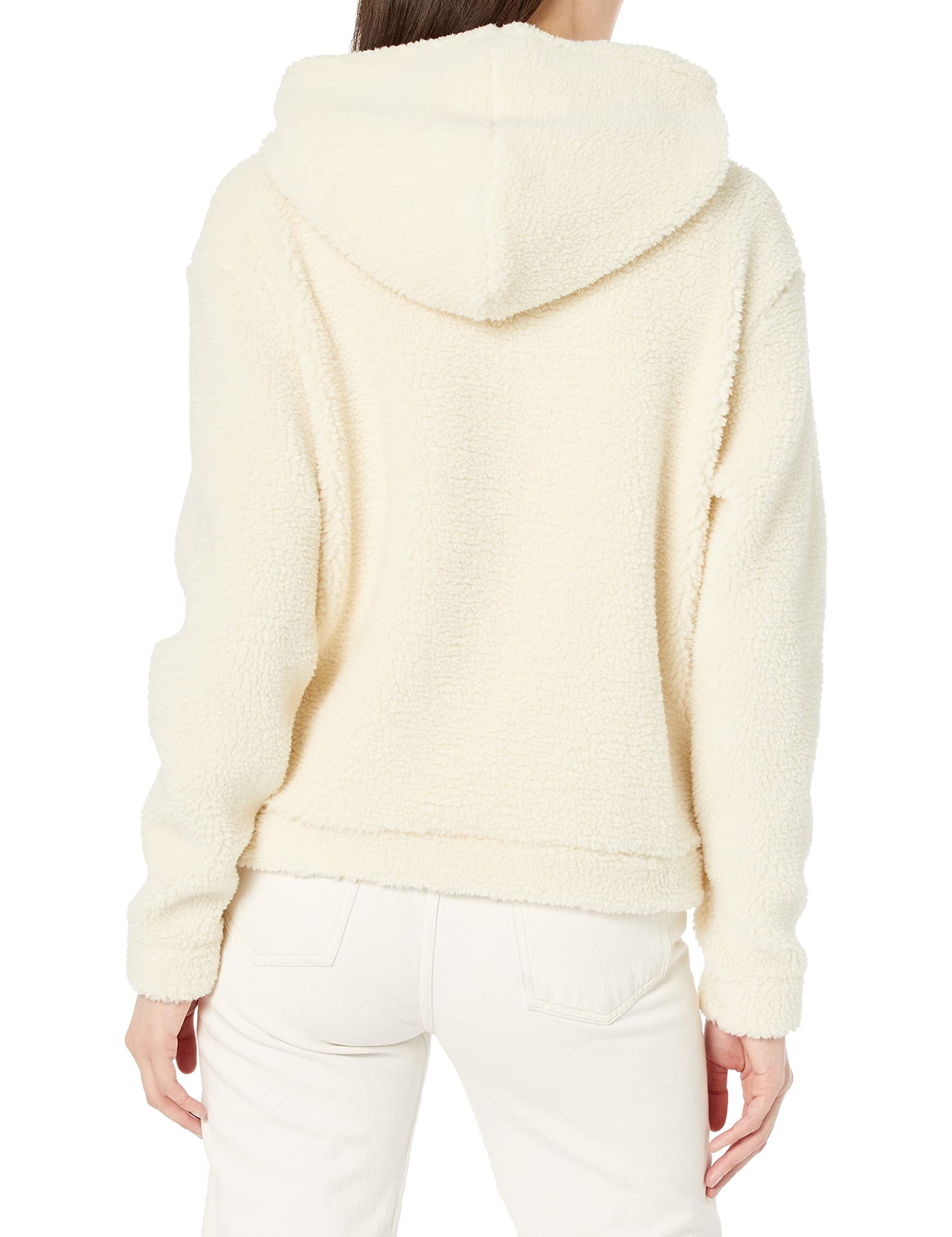 HUGO Women's Comfy Teddy Hooded Sweatshirt, Ivory, XS