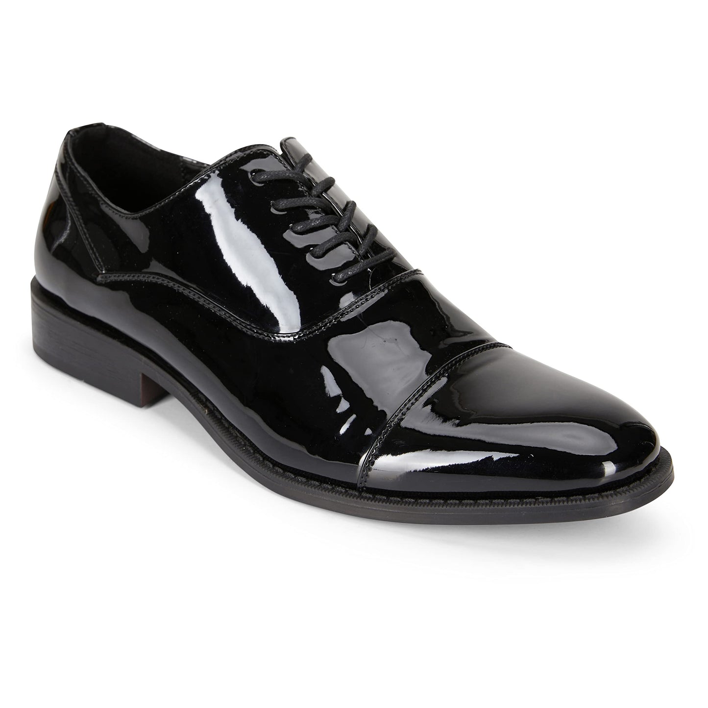 Kenneth Cole Men's Unlisted Half Time Oxford, Black/Patent, 8
