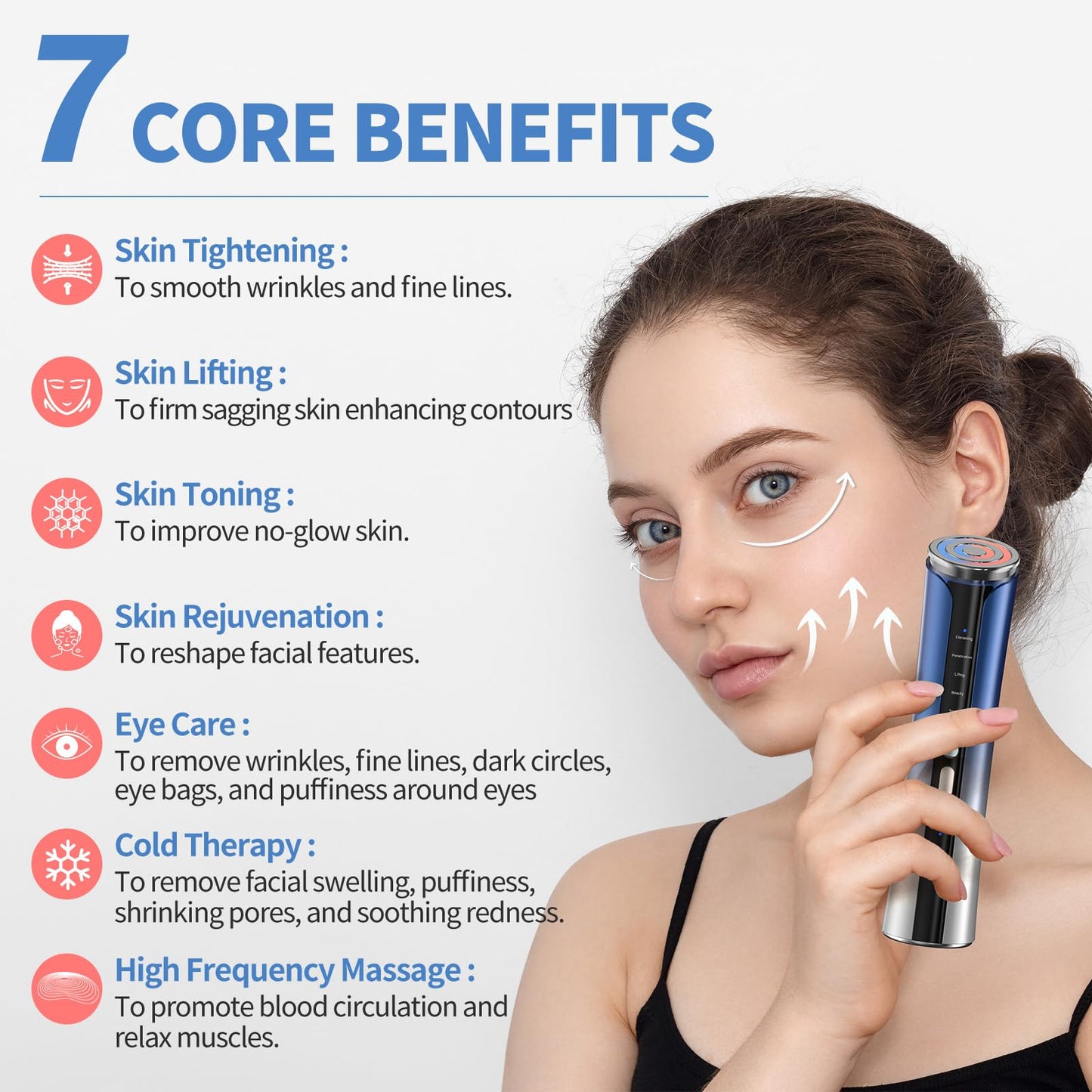 Texet Skin Tightening Device 6-in-1 Microcurrent Facial Device Face Massager, Firming,Lifting, Toning, Wrinkle