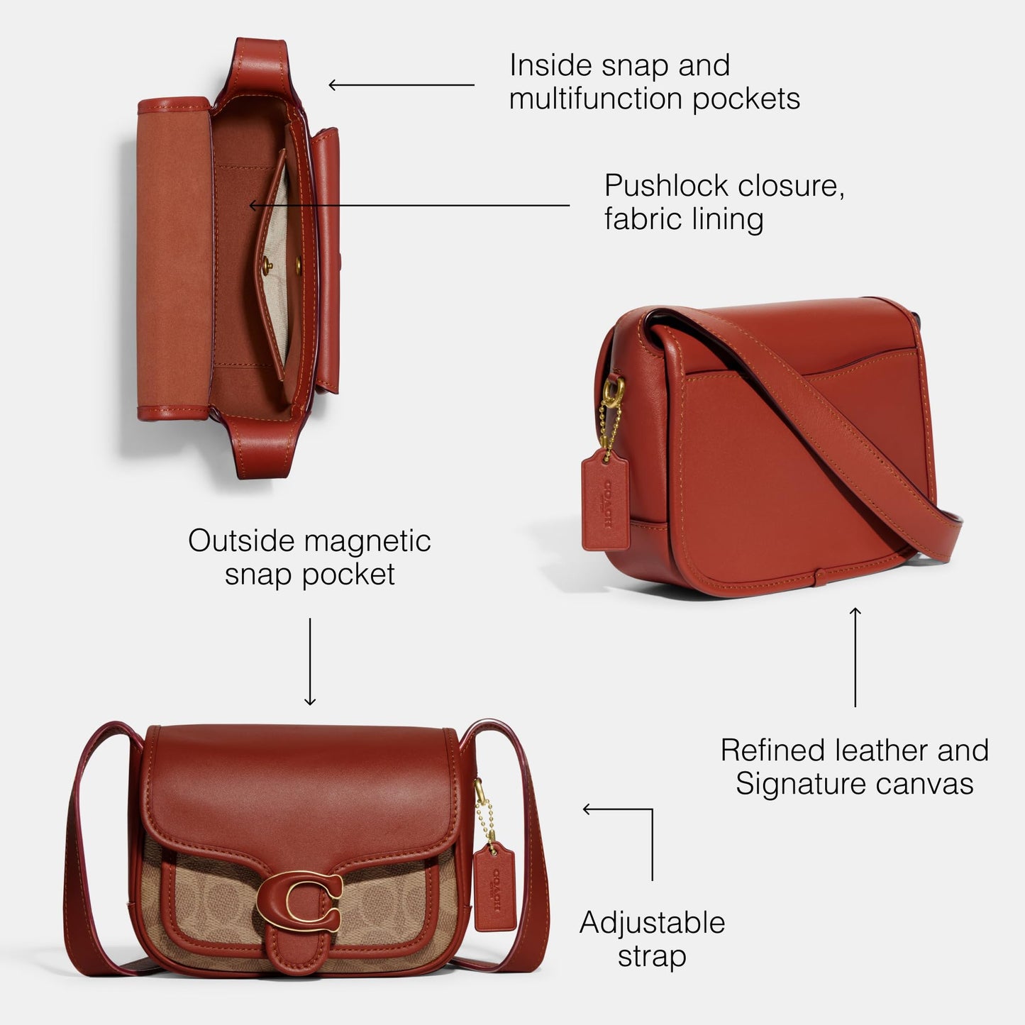 COACH Coated Canvas Signature Tabby Messenger 19, Tan Rust