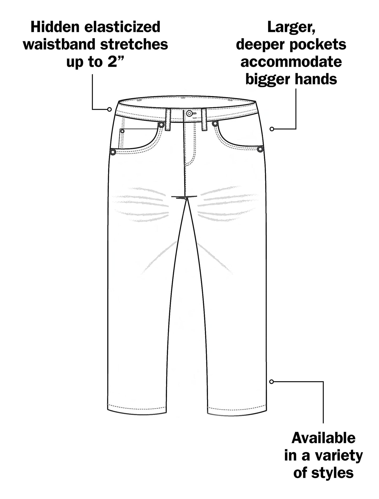 Oak Hill by DXL Men's Big and Tall Microfiber Waist-Relaxer Pants Navy x